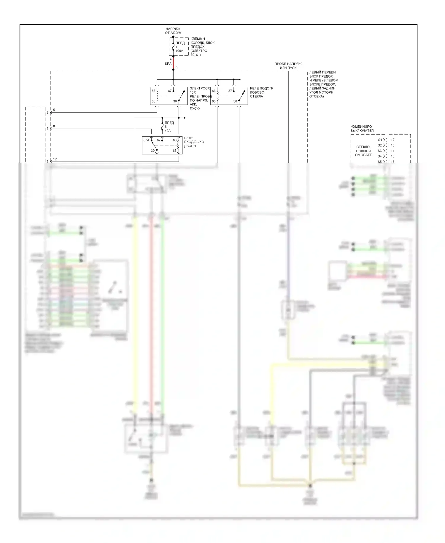 S-класс AMG Mercedes-Benz W220 (1999-2002): Дворники и омыватели электросхема 