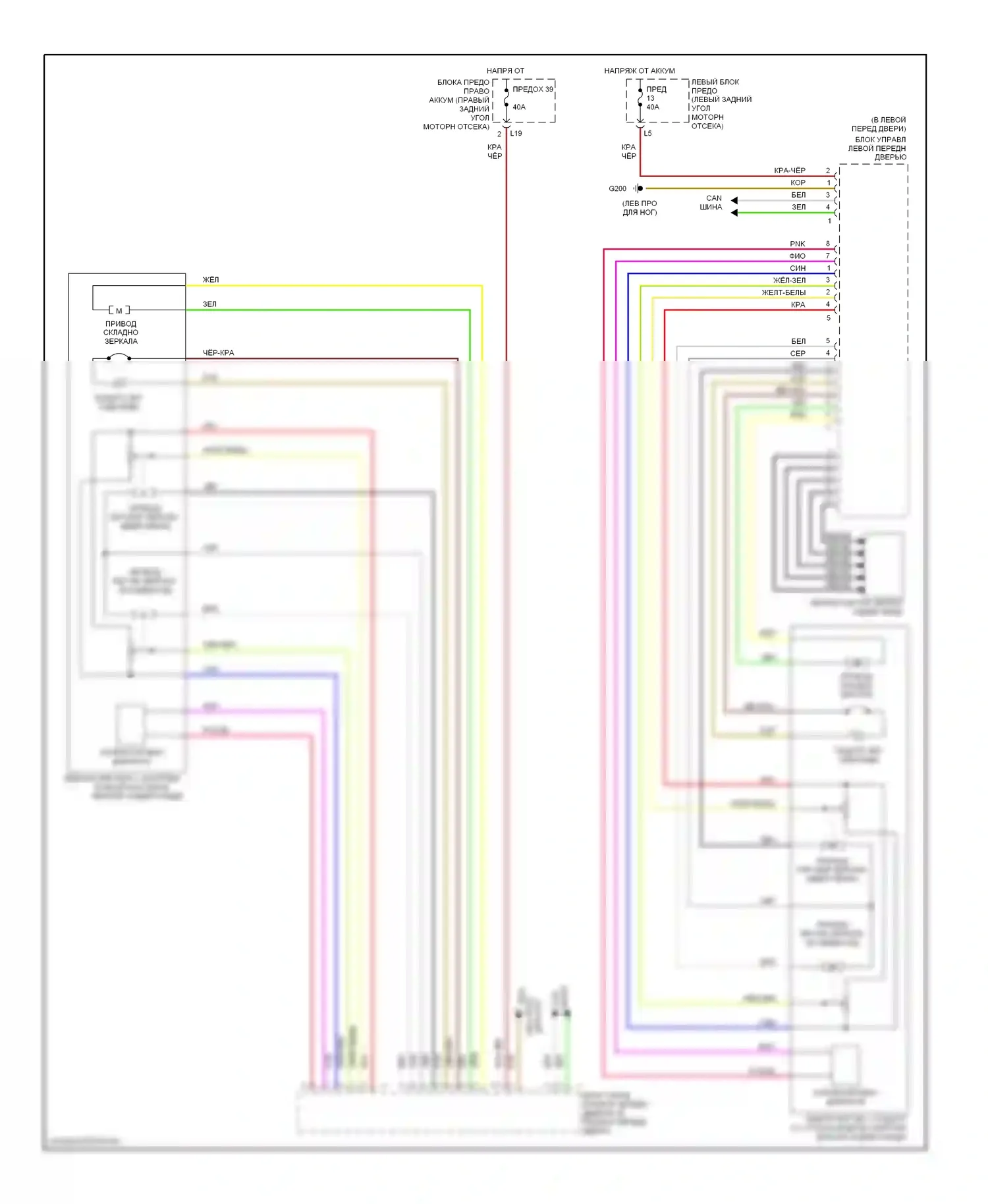 S-класс AMG Mercedes-Benz W220 (1999-2002): Электросхема зеркал памяти 