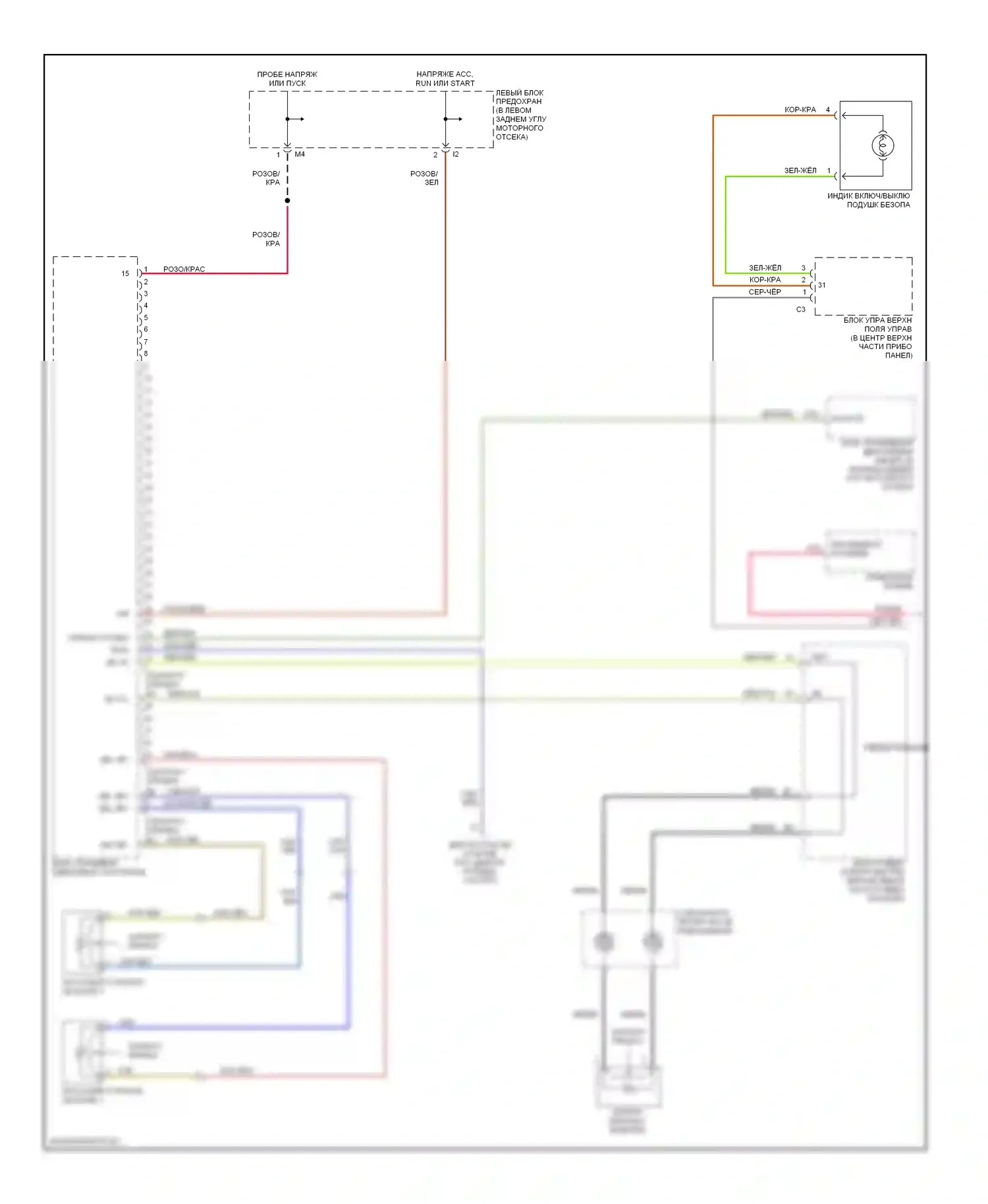 S-класс AMG Mercedes-Benz W220 (1999-2002): Электросхема подушек безопасности (1 из 2) 