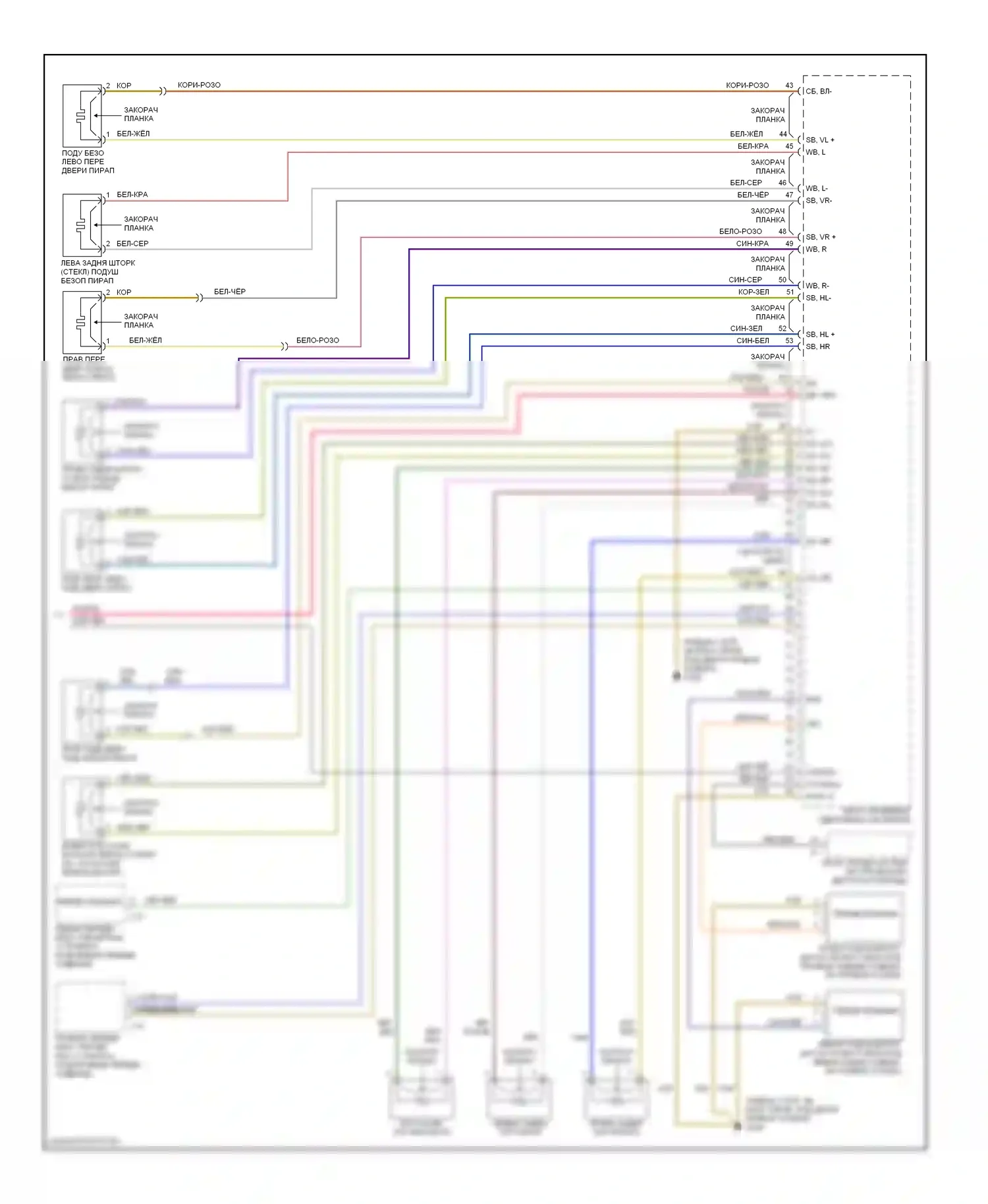S-класс AMG Mercedes-Benz W220 (1999-2002): Электросхема подушек безопасности (2 из 2) 