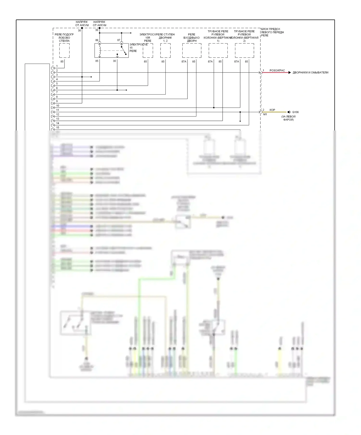 S-класс AMG Mercedes-Benz W220 (1999-2002): Электросхема левого переднего блока управления sam 