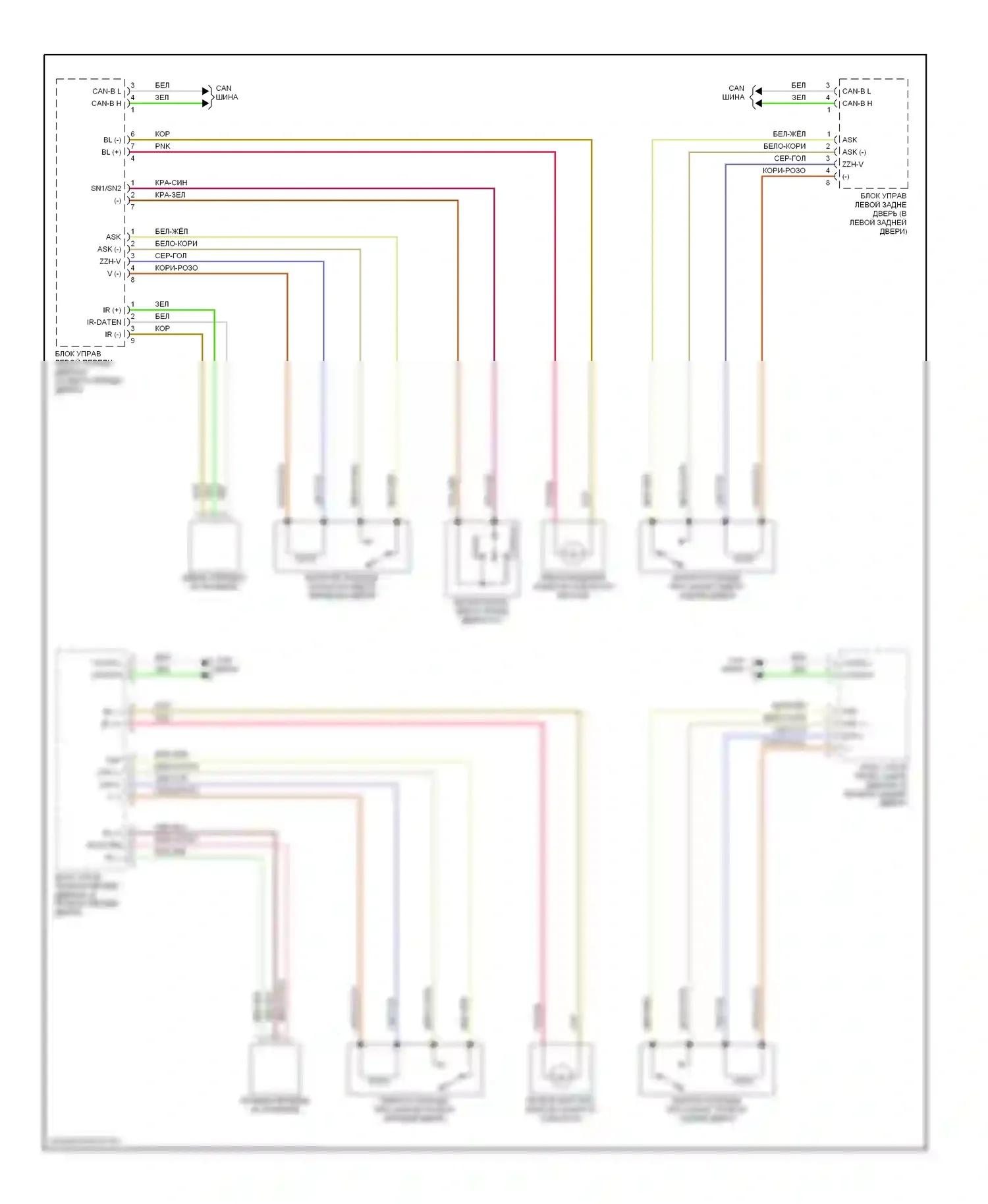 S-класс AMG Mercedes-Benz W220 (1999-2002): Электросхема замка силовой двери (2 из 2) 