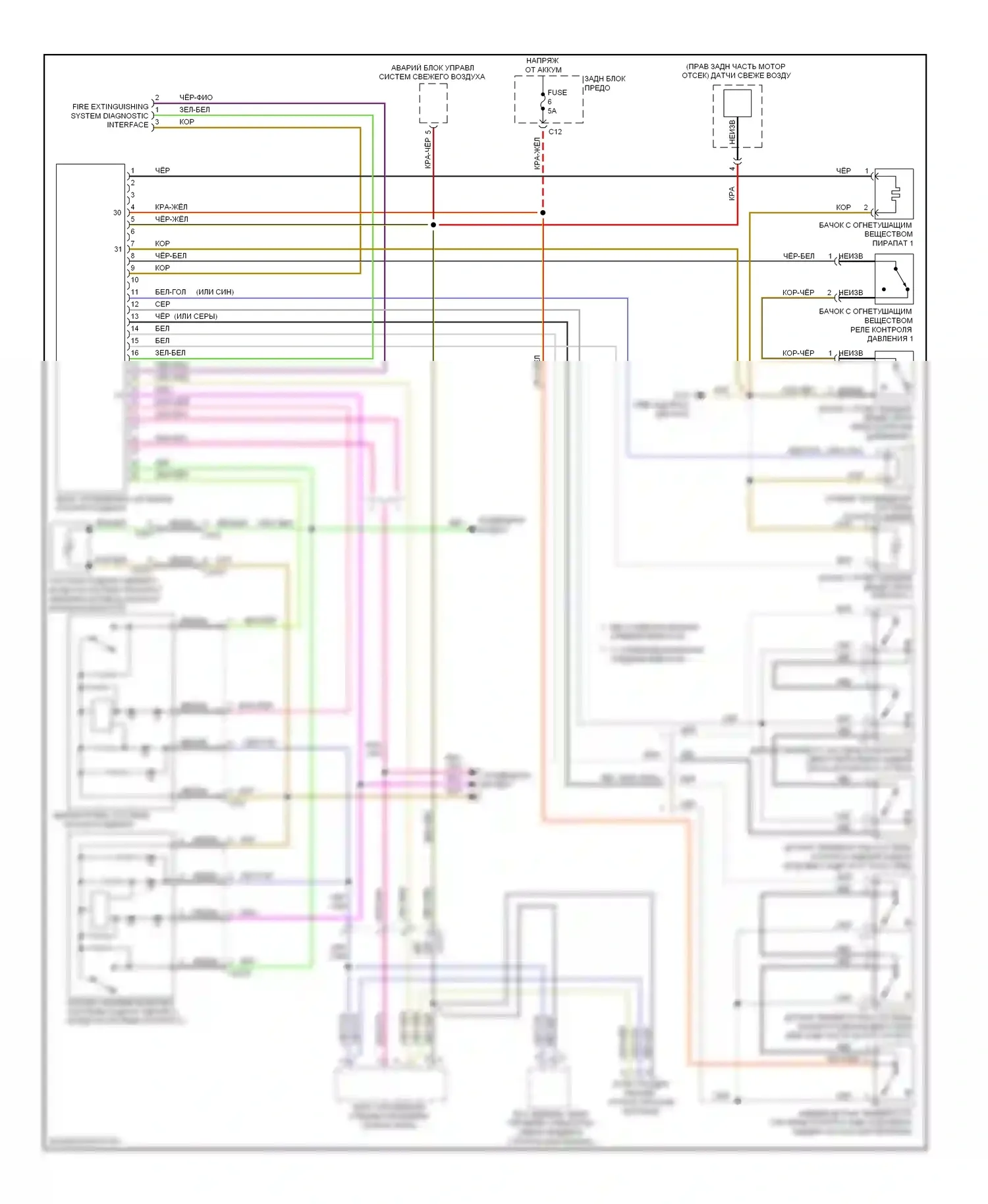 S-класс Mercedes-Benz W221 рестайлинг (2009-2013): Электросхема пожаротушения 
