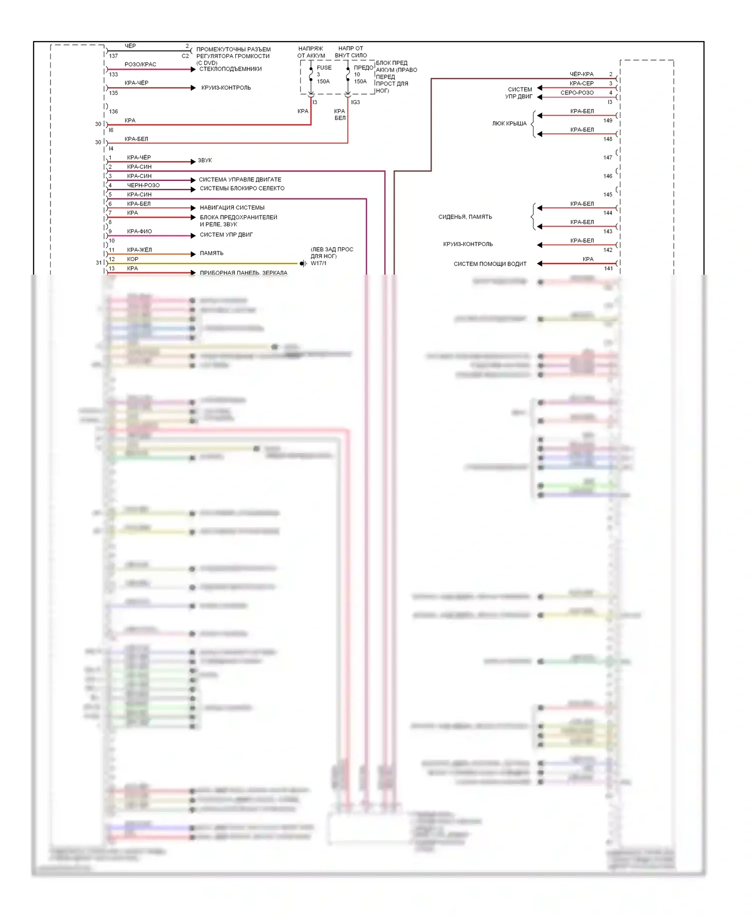 S-класс Mercedes-Benz W221 рестайлинг (2009-2013): Электросхема блока управления задними предохранителями 