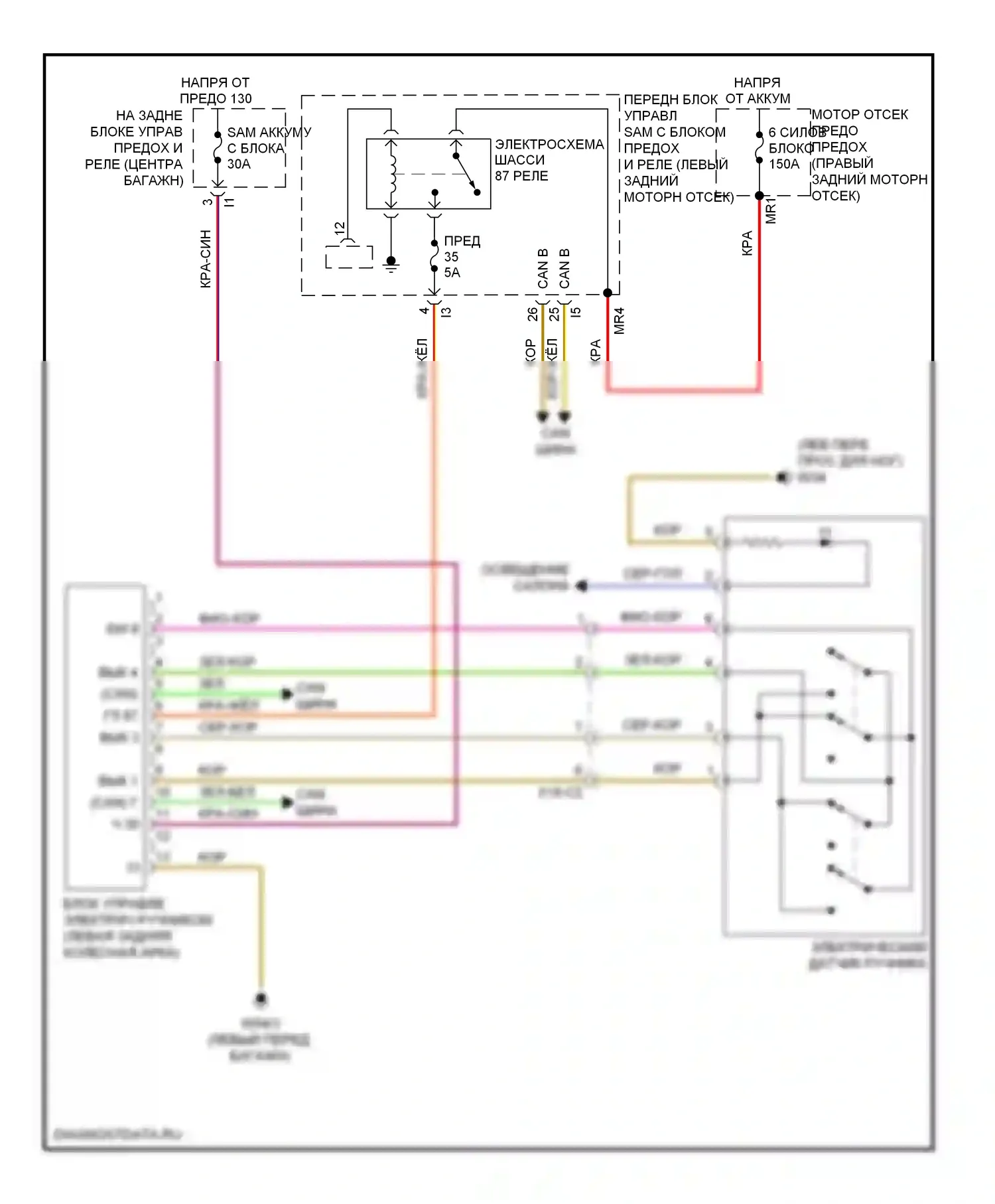 S-класс Mercedes-Benz W221 рестайлинг (2009-2013): Электросхема блокировки селектора 