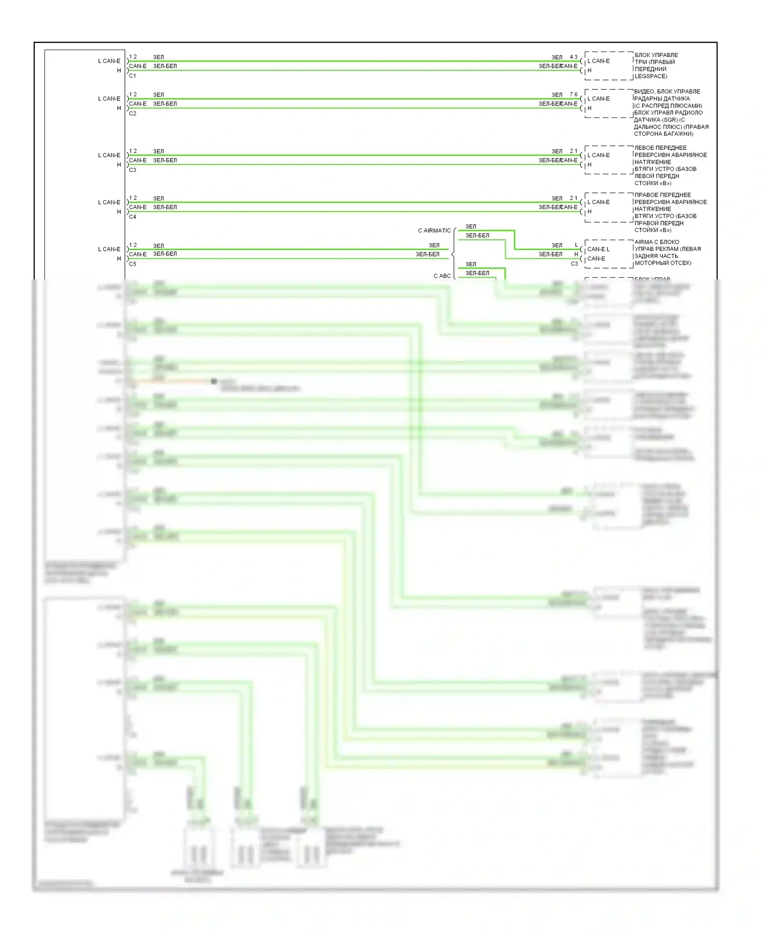 S-класс Mercedes-Benz W221 рестайлинг (2009-2013): Электросхема шины высокого/низкого уровня (2 из 4) 