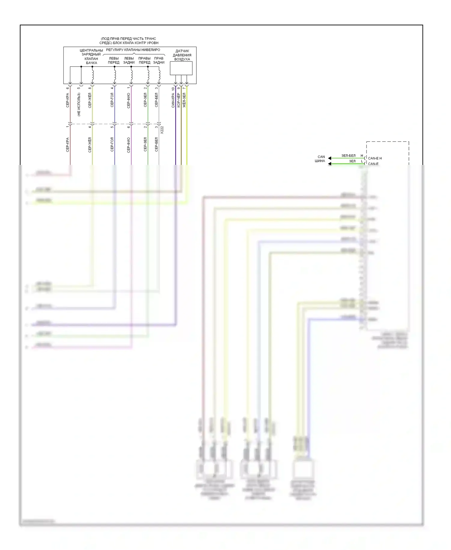 S-класс Mercedes-Benz W221 рестайлинг (2009-2013): Электросхема пневматического управления (2 из 2) 