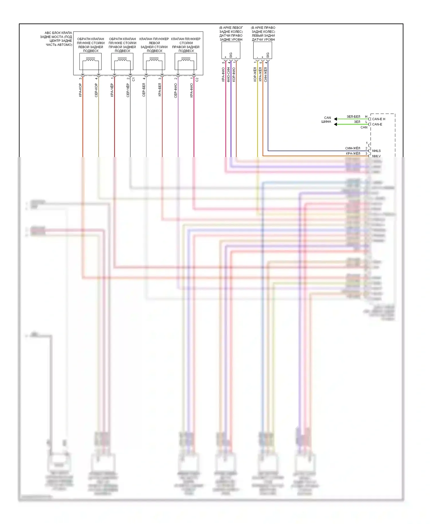 S-класс Mercedes-Benz W221 рестайлинг (2009-2013): Электросхема управления активным корпусом (2 из 2) 
