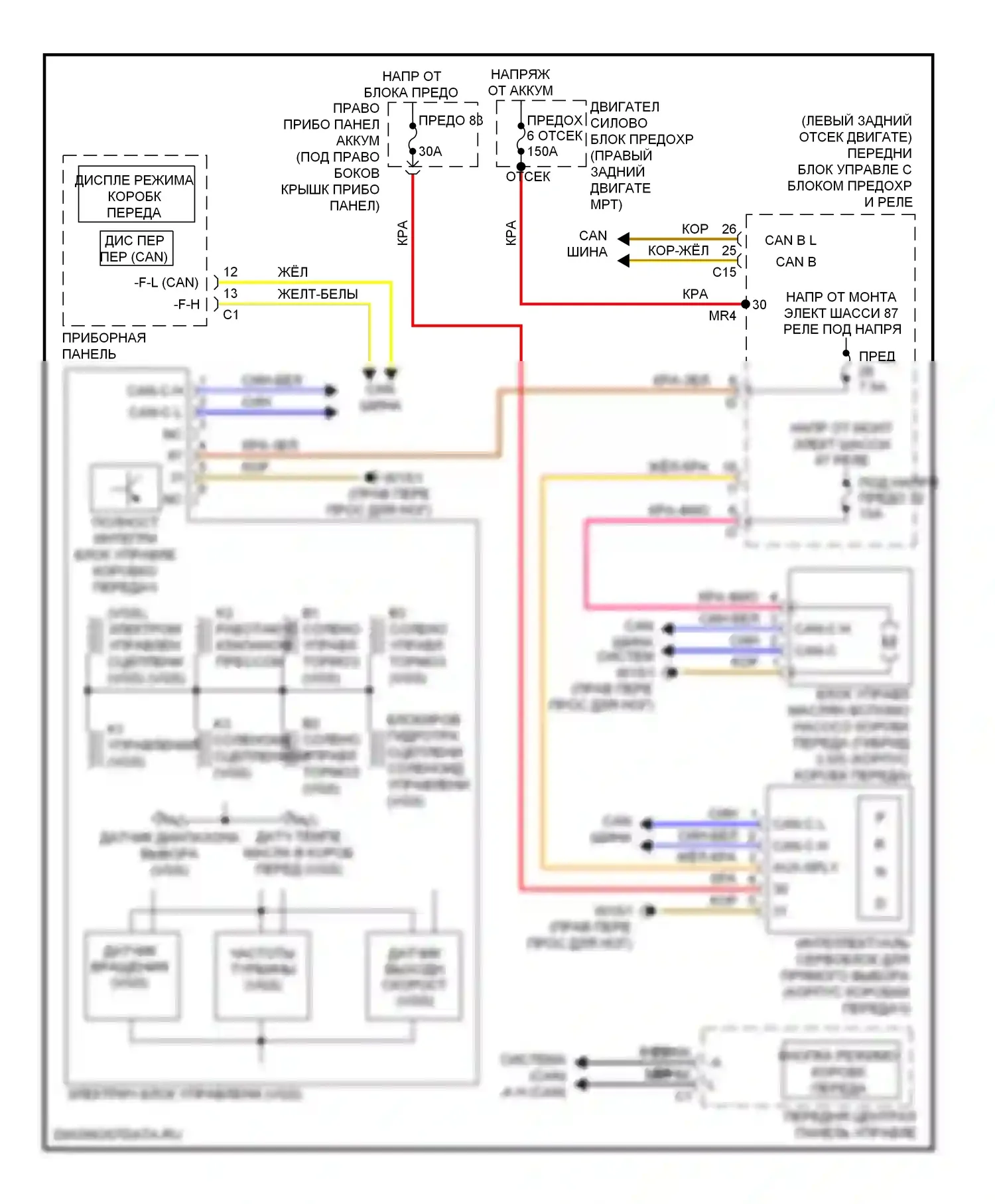 S-класс Mercedes-Benz W221 рестайлинг (2009-2013): Электросхема коробки передач 