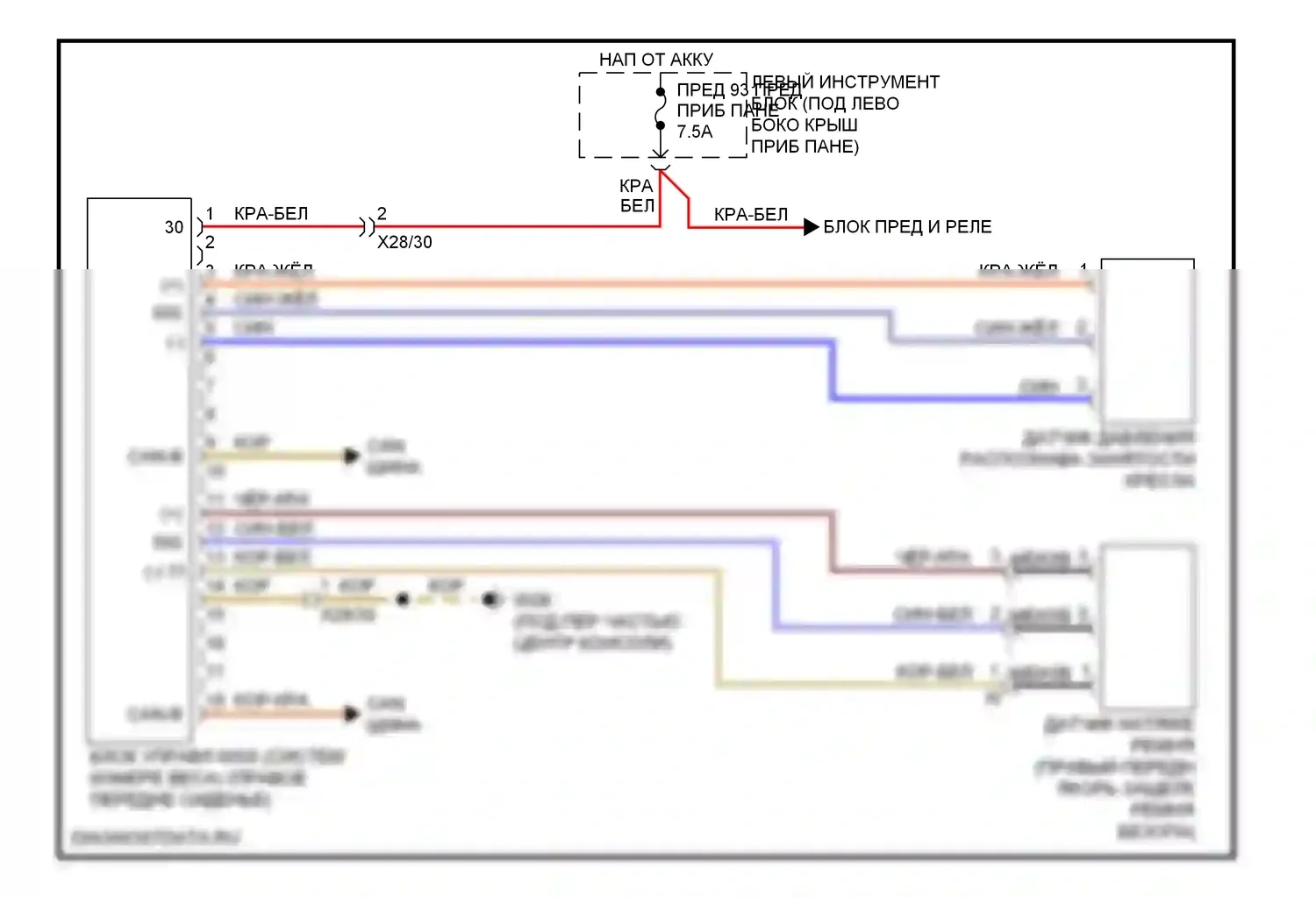 S-класс Mercedes-Benz W221 рестайлинг (2009-2013): Электросхема системы определения веса 
