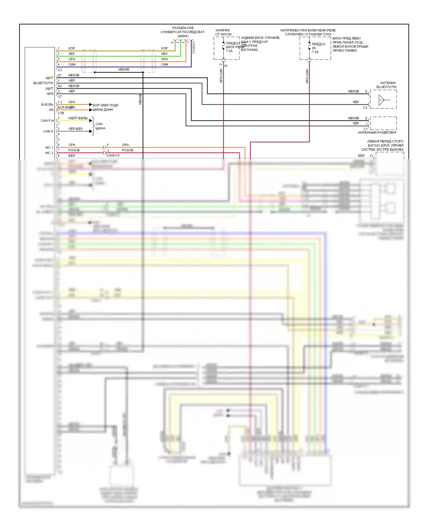 S-класс Mercedes-Benz W221 рестайлинг (2009-2013): Электросхема магнитолы comand 