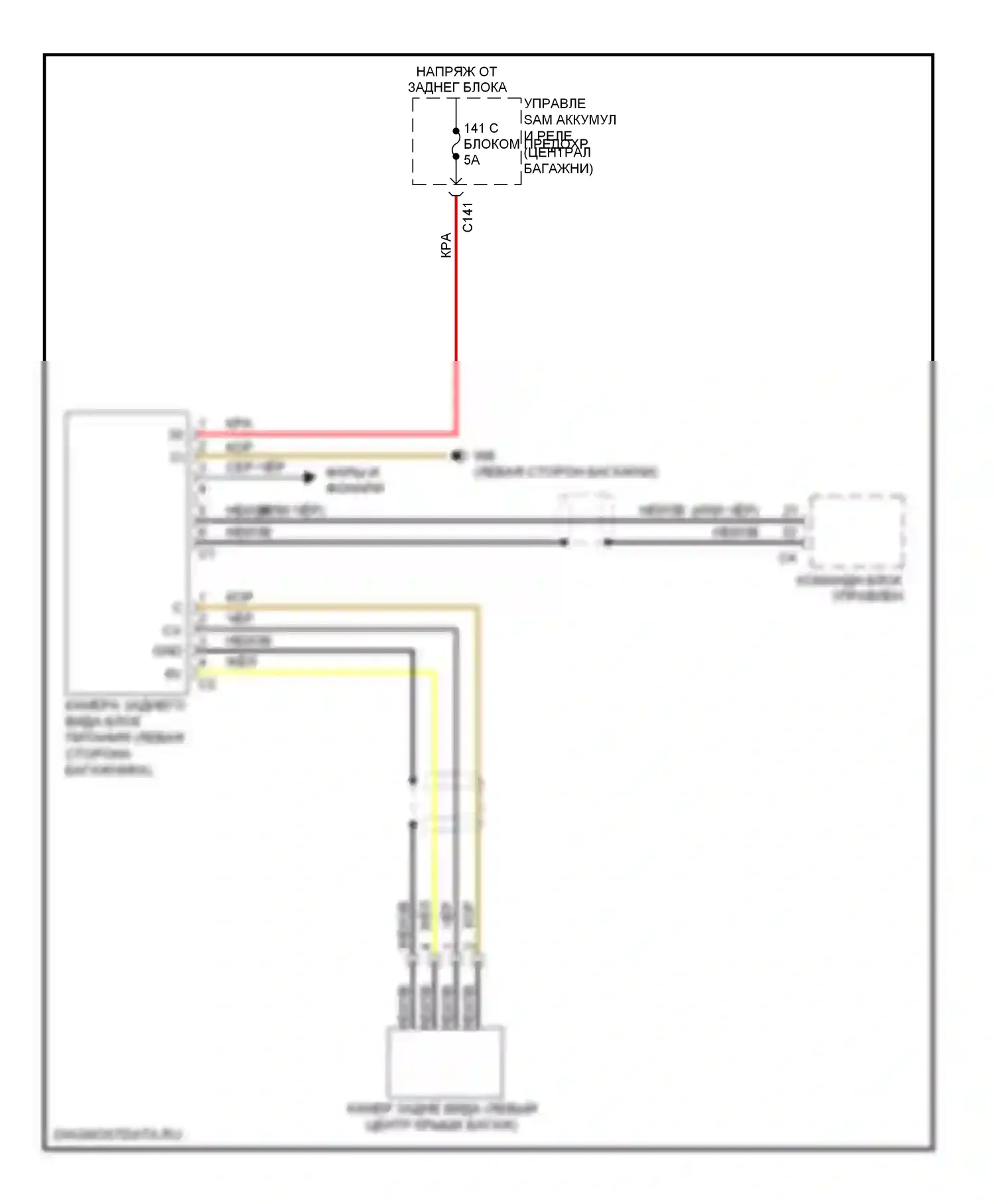 S-класс Mercedes-Benz W221 рестайлинг (2009-2013): Электросхема задней камеры 