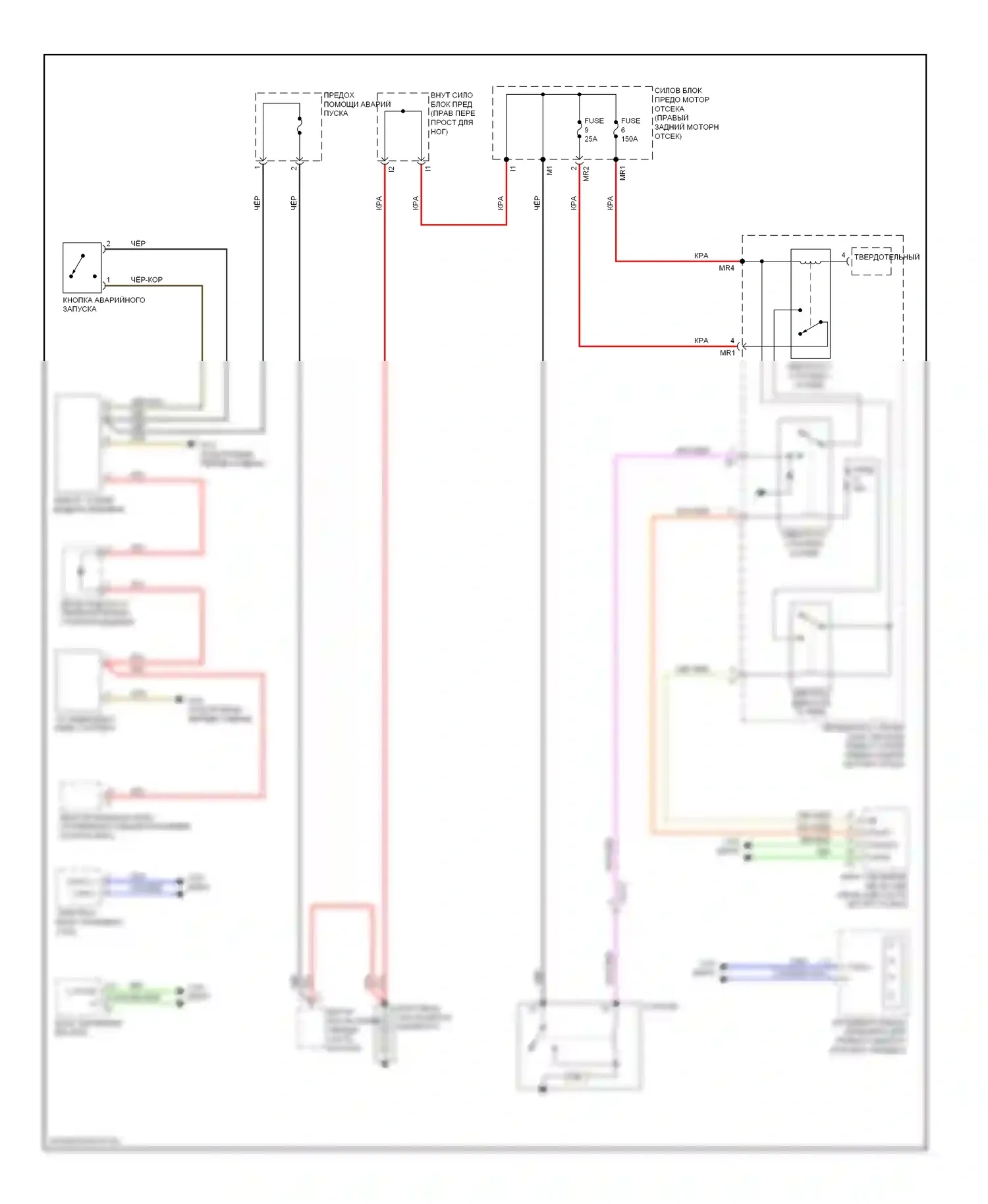 S-класс Mercedes-Benz W221 рестайлинг (2009-2013): Электросхема стартера 