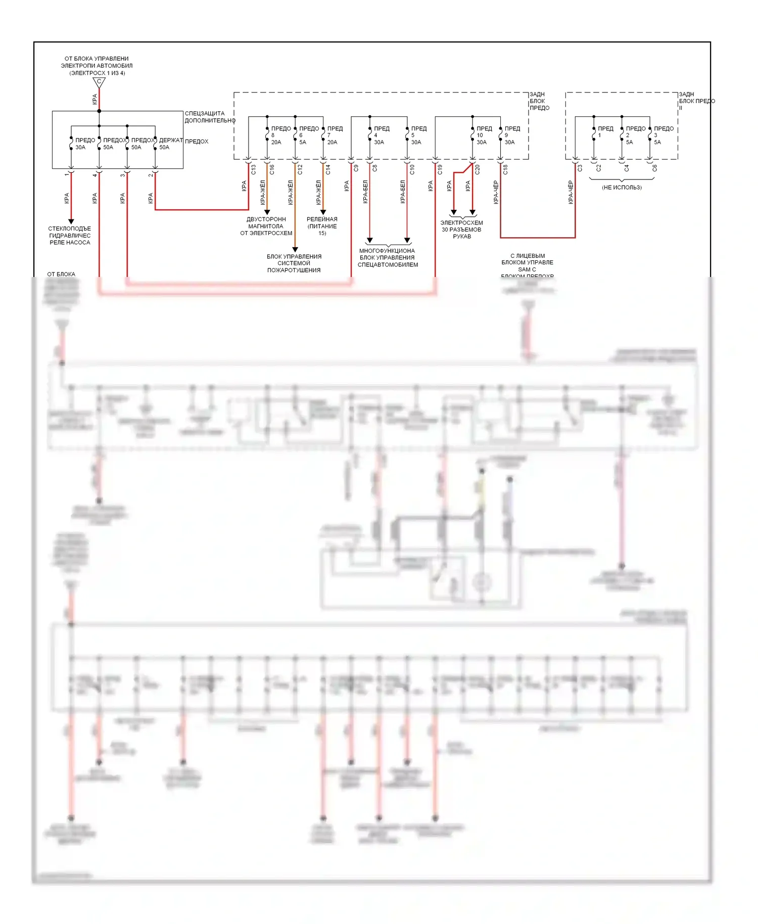 S-класс Mercedes-Benz W221 (2005-2009): Электросхема блока предохранителей реле (2 из 4) 
