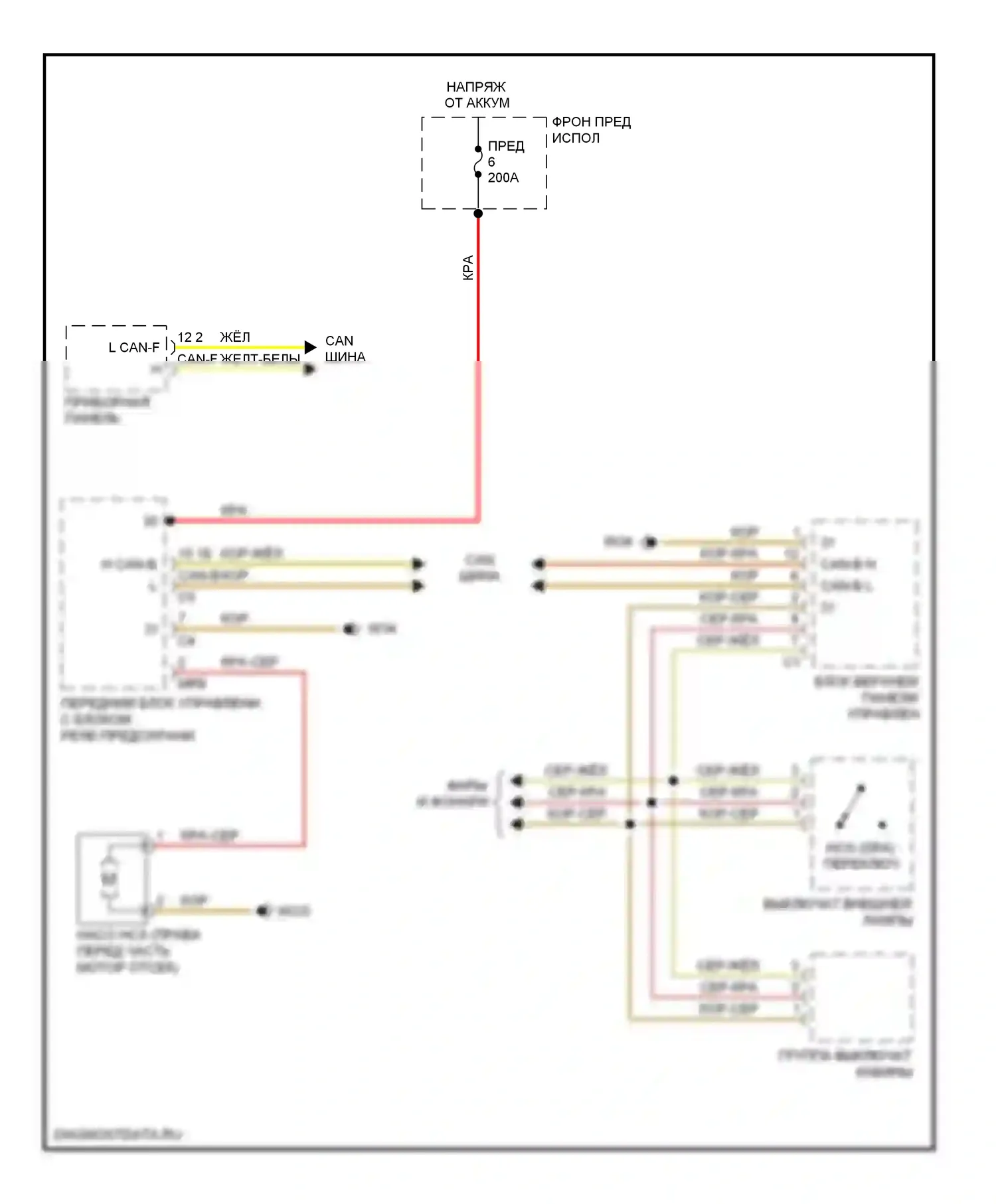 S-класс Mercedes-Benz W221 (2005-2009): Электросхема омывателя фар 