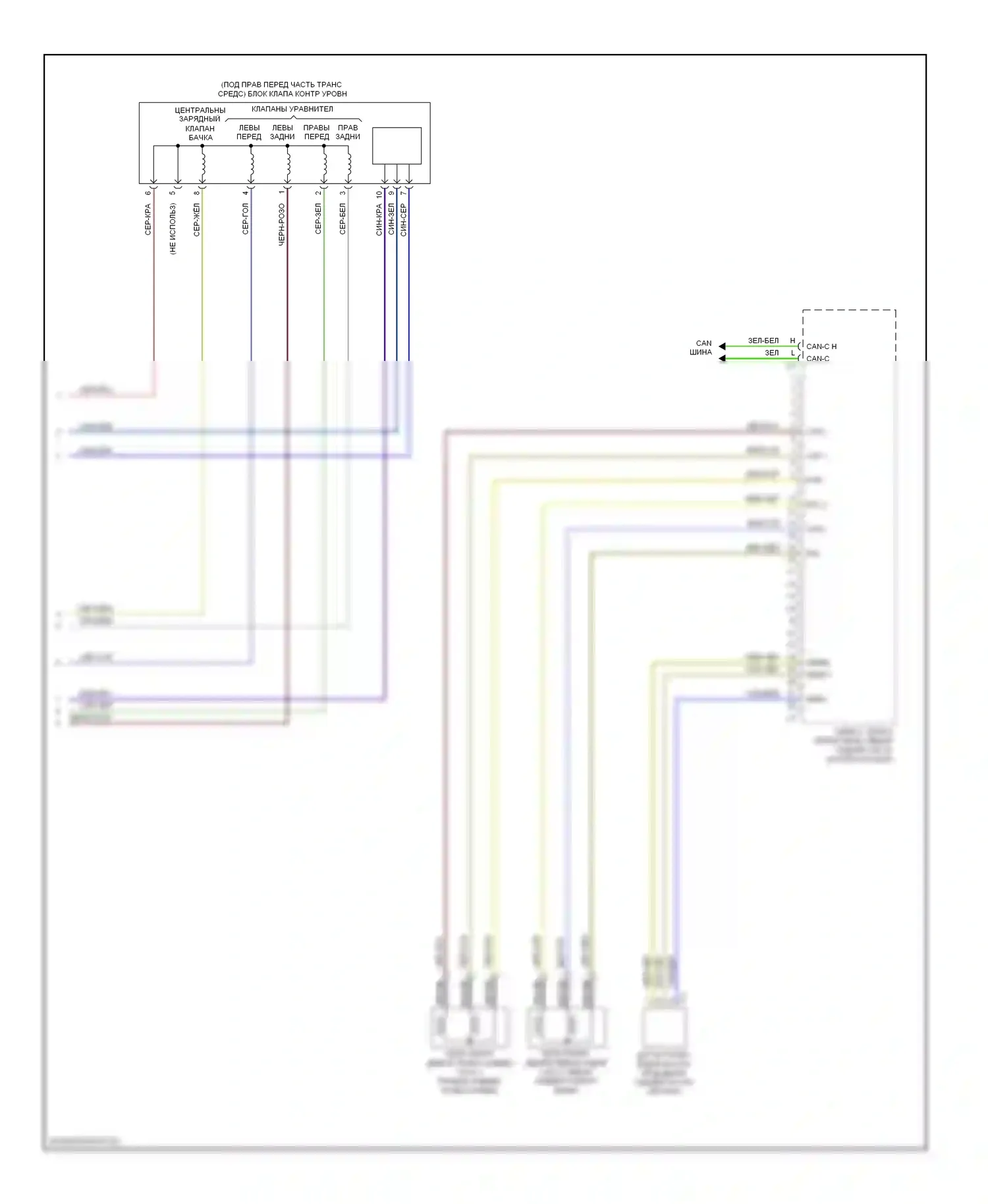 S-класс Mercedes-Benz W221 (2005-2009): Электросхема электронной подвески (2 из 2) 
