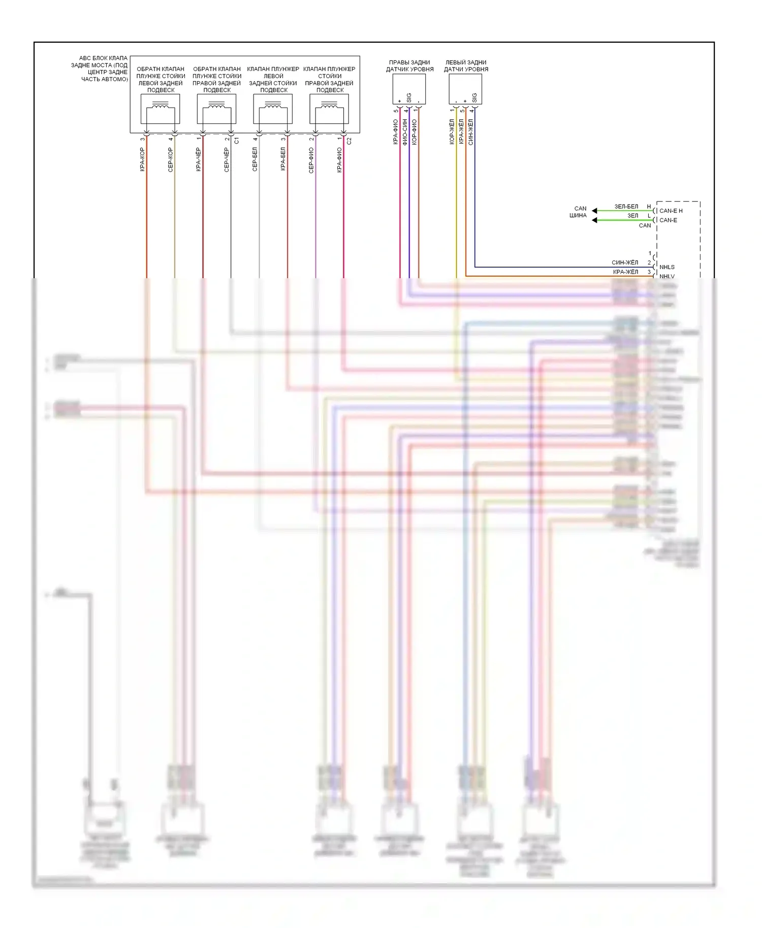S-класс Mercedes-Benz W221 (2005-2009): Электросхема управления активным корпусом (2 из 2) 
