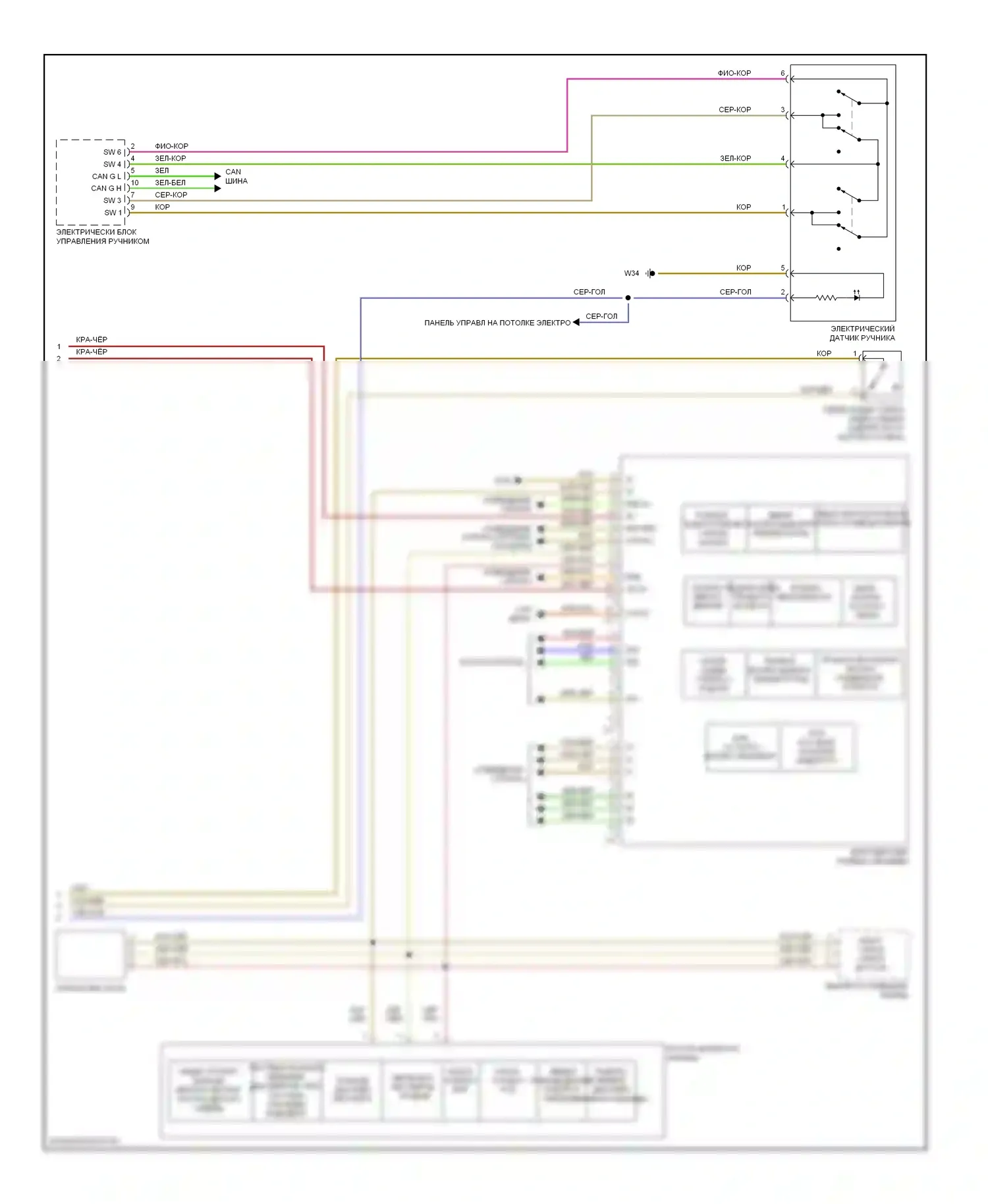 S-класс Mercedes-Benz W221 (2005-2009): Электросхема приборной панели (2 из 2) 