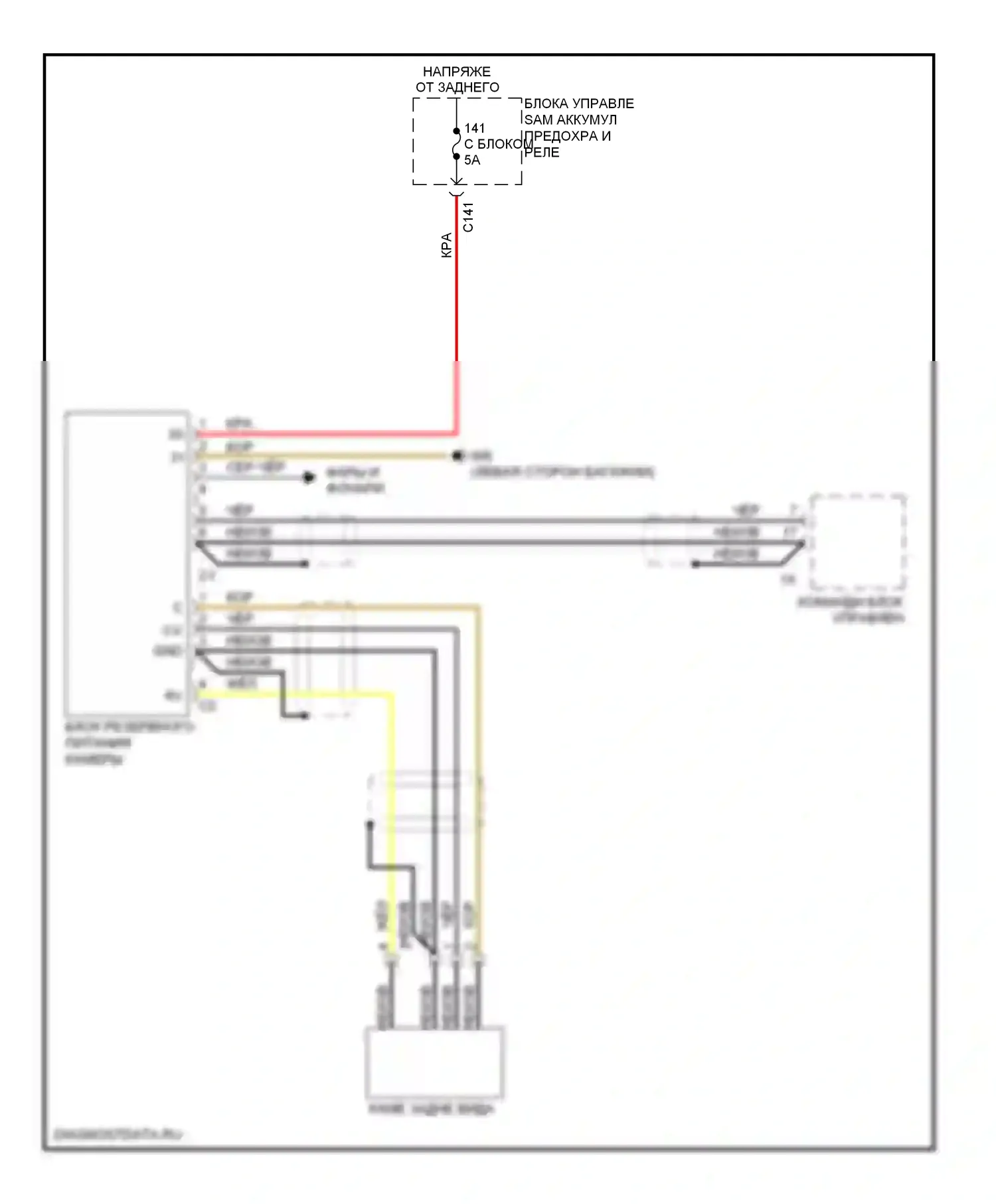 S-класс Mercedes-Benz W221 (2005-2009): Электросхема камеры заднего вида, поздний выпуск 