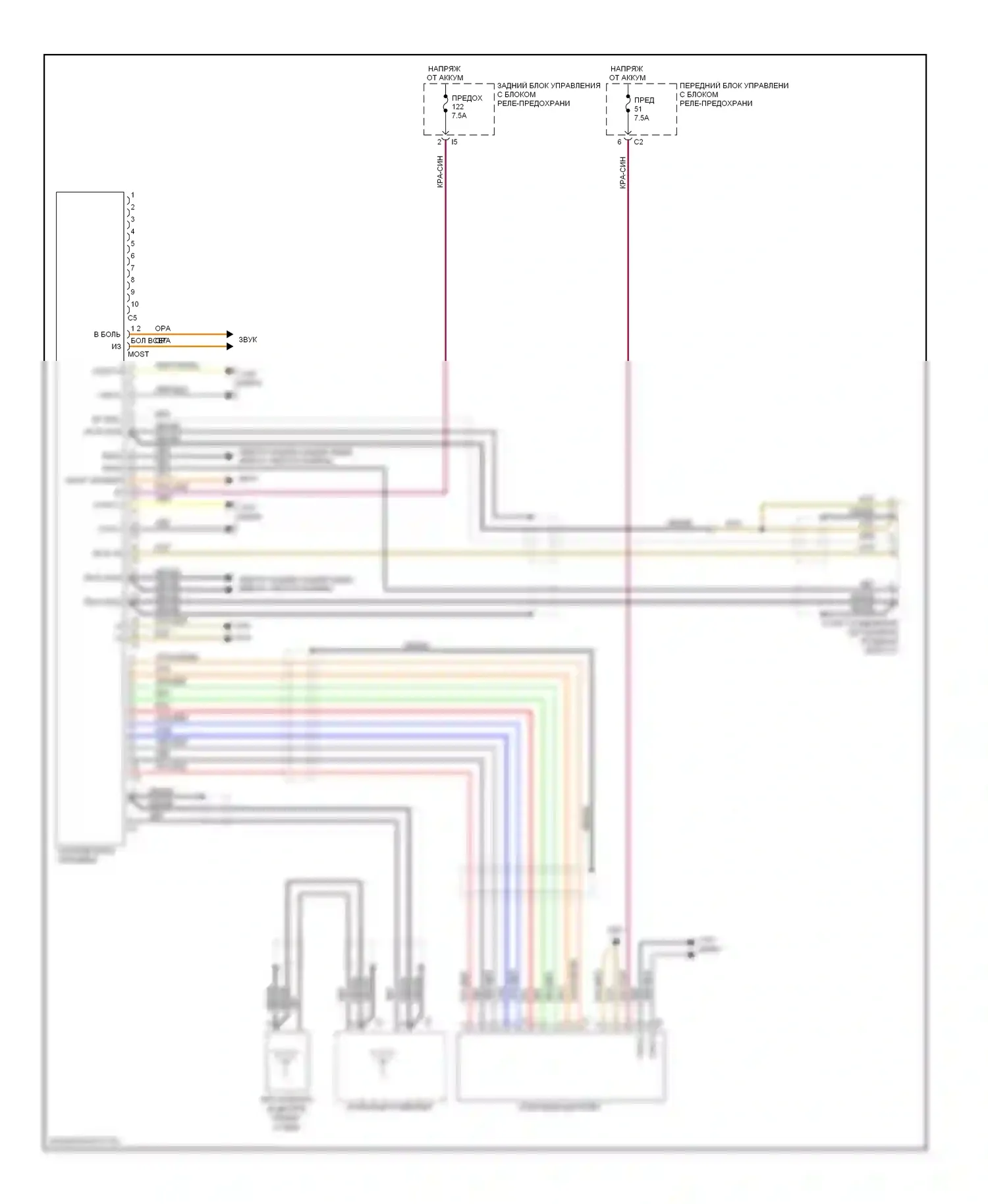 S-класс Mercedes-Benz W221 (2005-2009): Электросхема магнитолы comand 