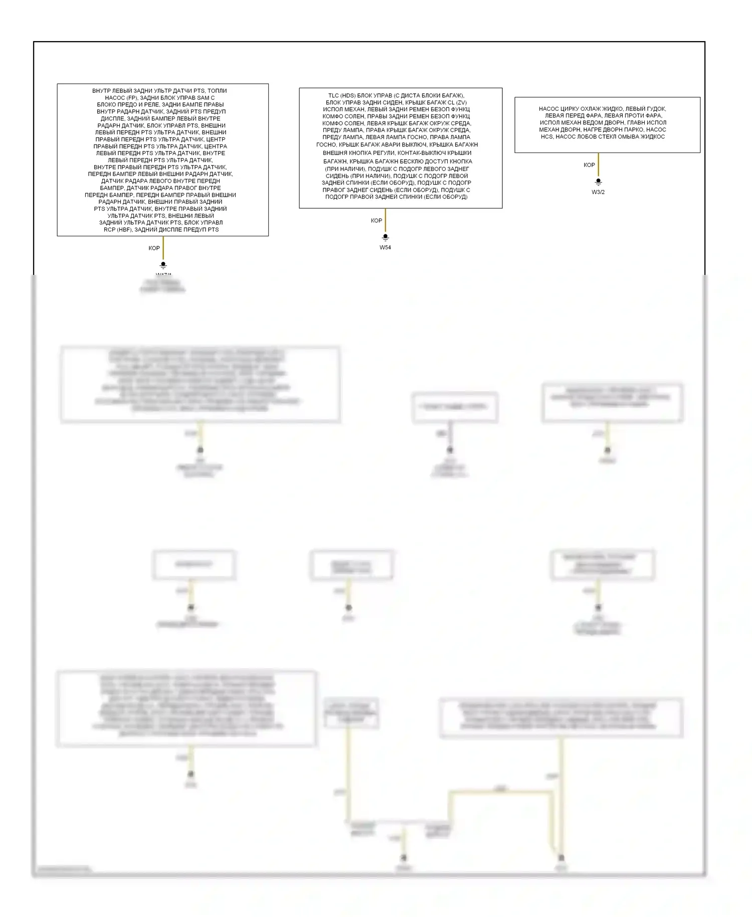 S-класс Mercedes-Benz W221 (2005-2009): Электросхема разводки массы (2 из 2) 
