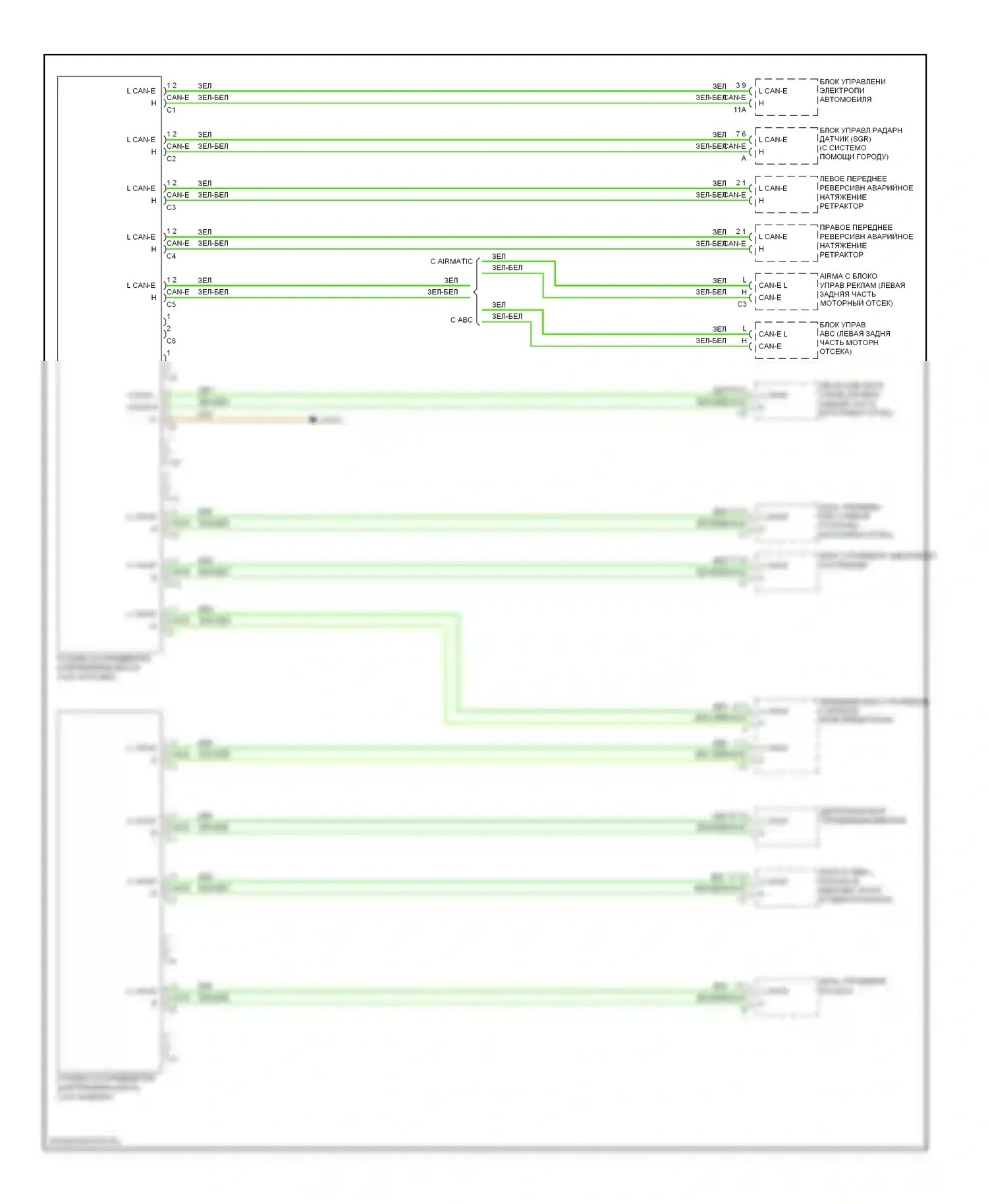 S-класс AMG Mercedes-Benz W221 (2006-2009): Электросхема шины высокого/низкого уровня (2 из 4) 