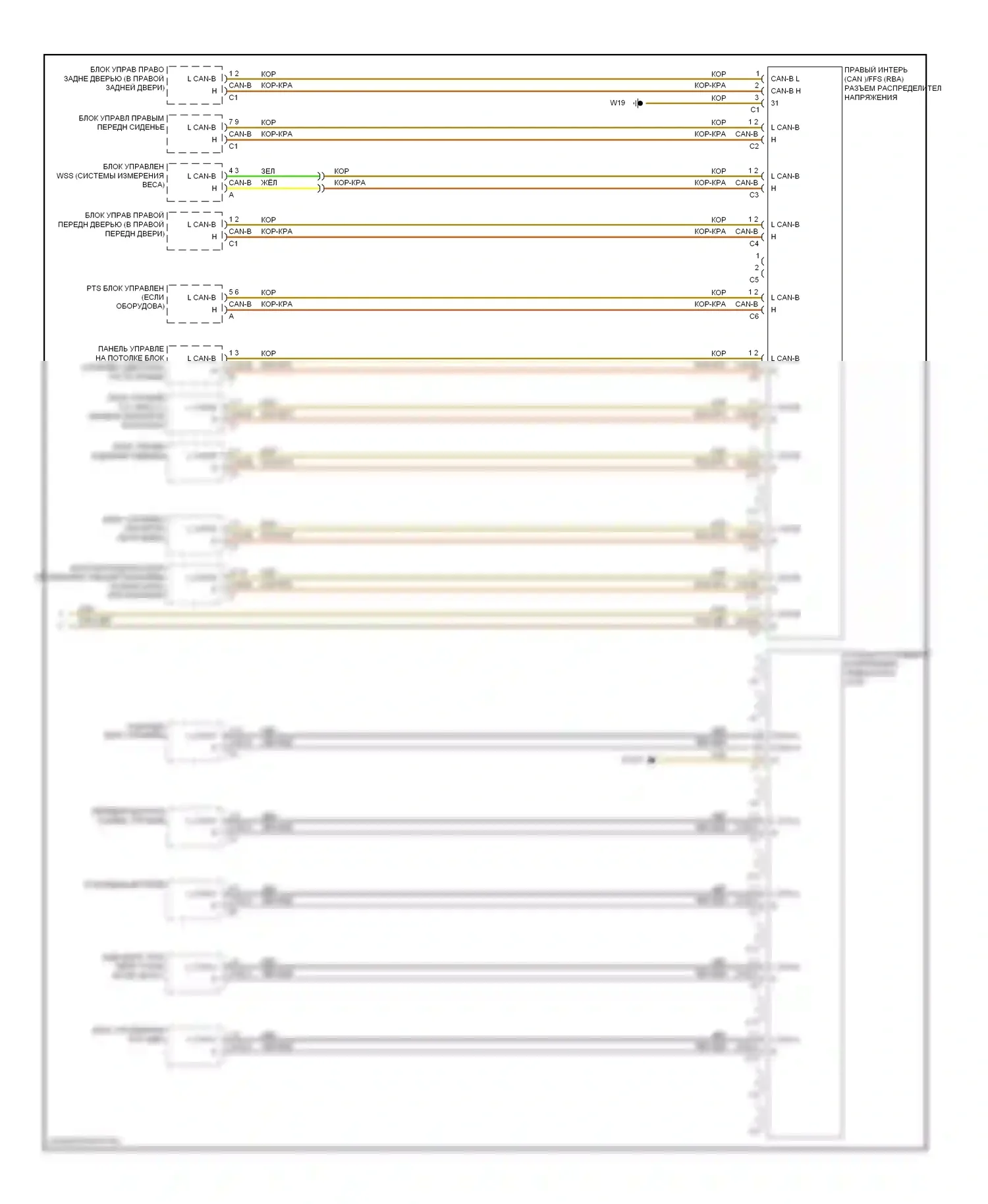 S-класс AMG Mercedes-Benz W221 (2006-2009): Электросхема шины высокого/низкого уровня (4 из 4) 
