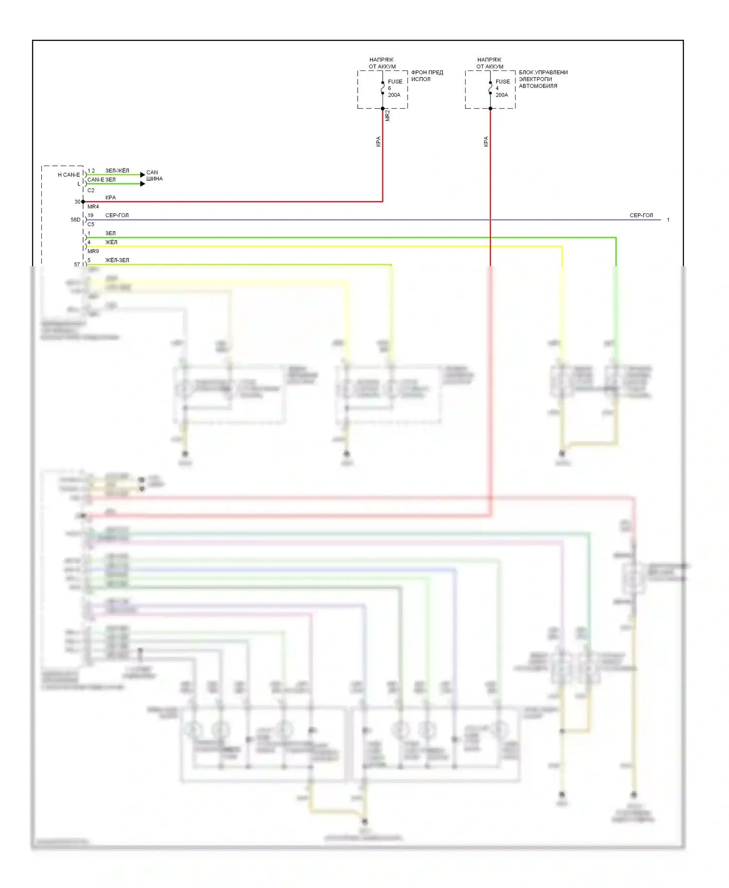 S-класс AMG Mercedes-Benz W221 (2006-2009): Электросхема фар и фонарей (1 из 2) 