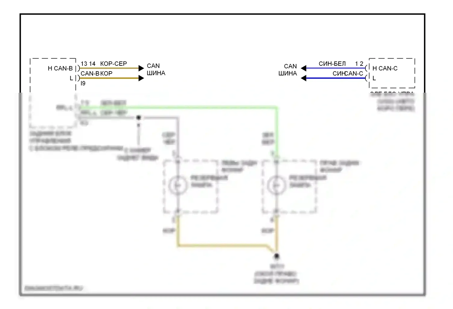 S-класс AMG Mercedes-Benz W221 (2006-2009): Электросхема фонарей заднего хода 