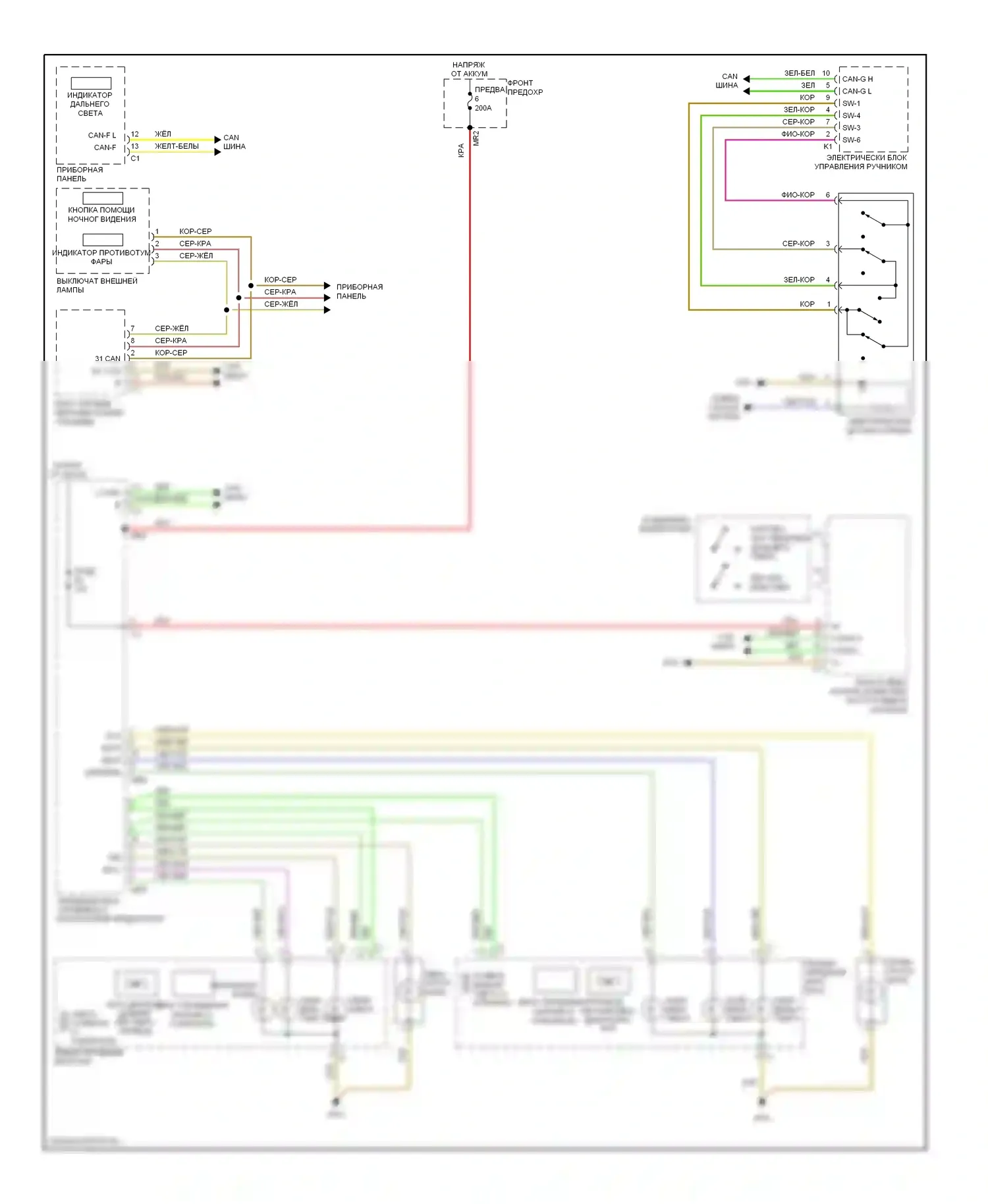 S-класс AMG Mercedes-Benz W221 (2006-2009): Электросхема фар 