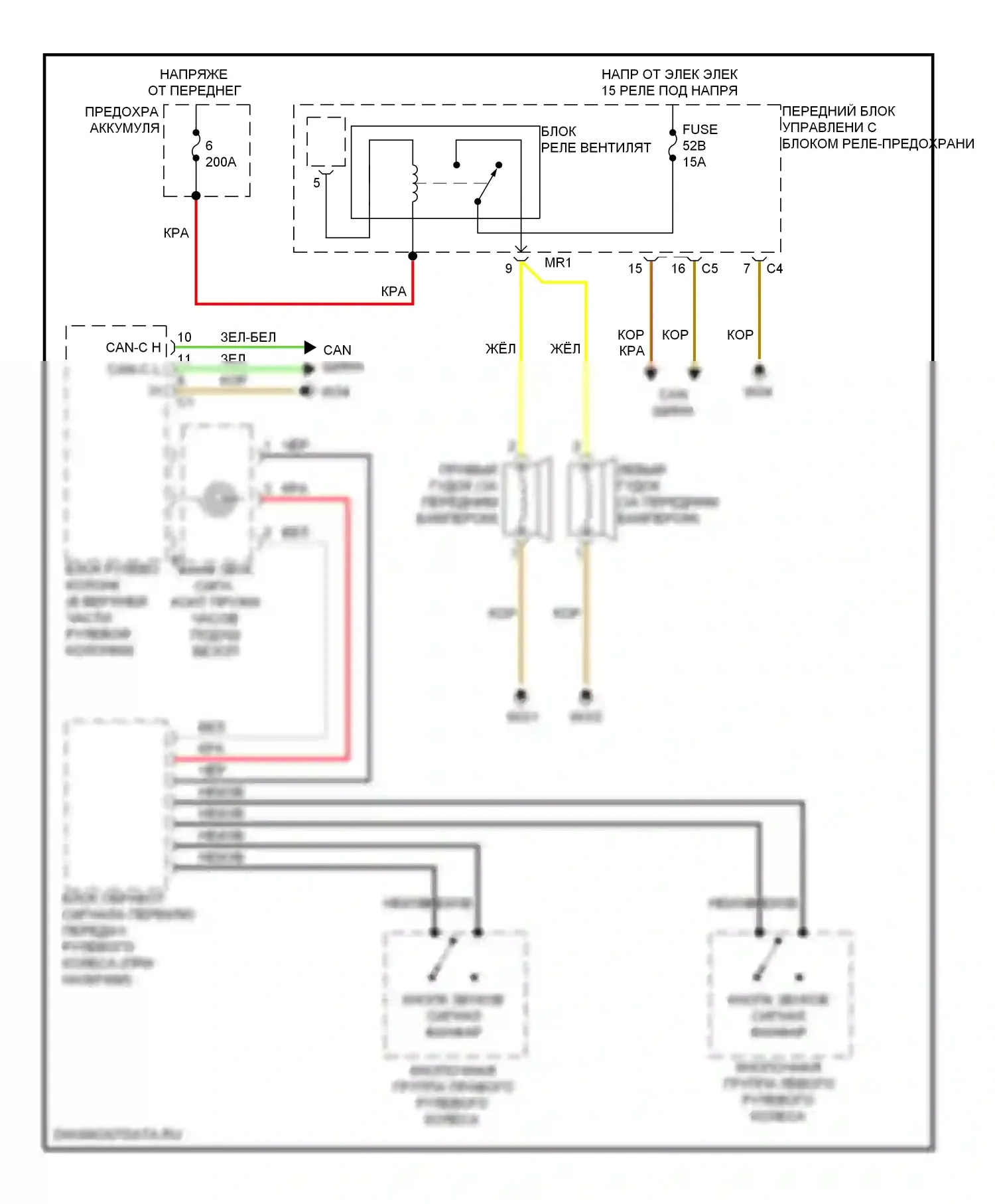 S-класс AMG Mercedes-Benz W221 (2006-2009): Электросхема клаксона 