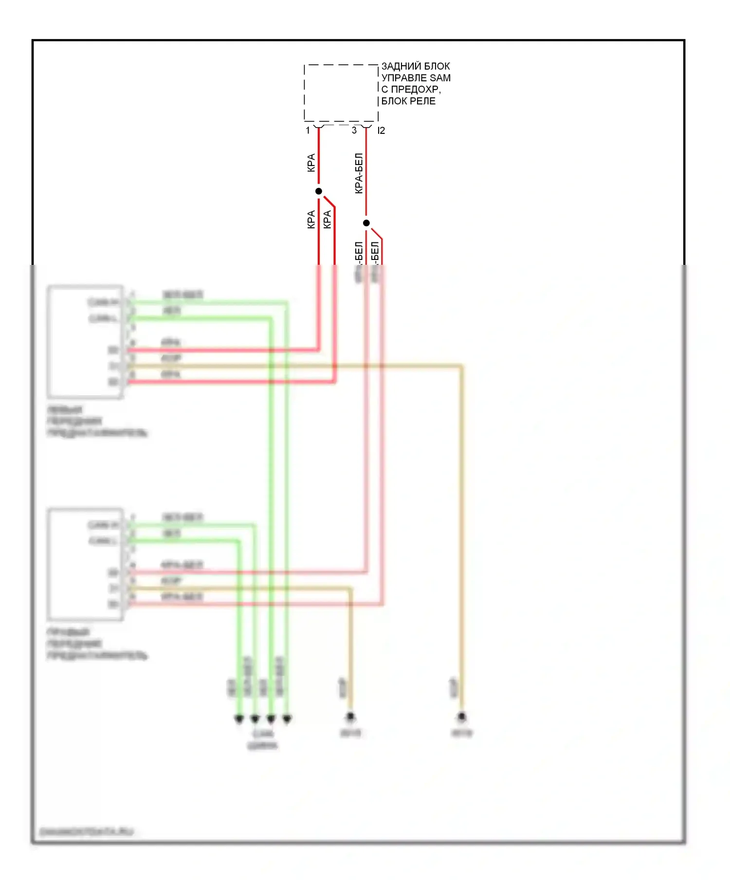 S-класс AMG Mercedes-Benz W221 (2006-2009): Электросхема преднатяжителей ремней безопасности 