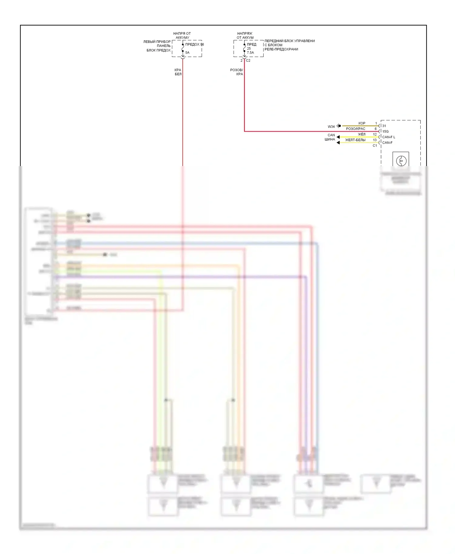 S-класс AMG Mercedes-Benz W221 (2006-2009): Электросхема контроля давления в шинах 