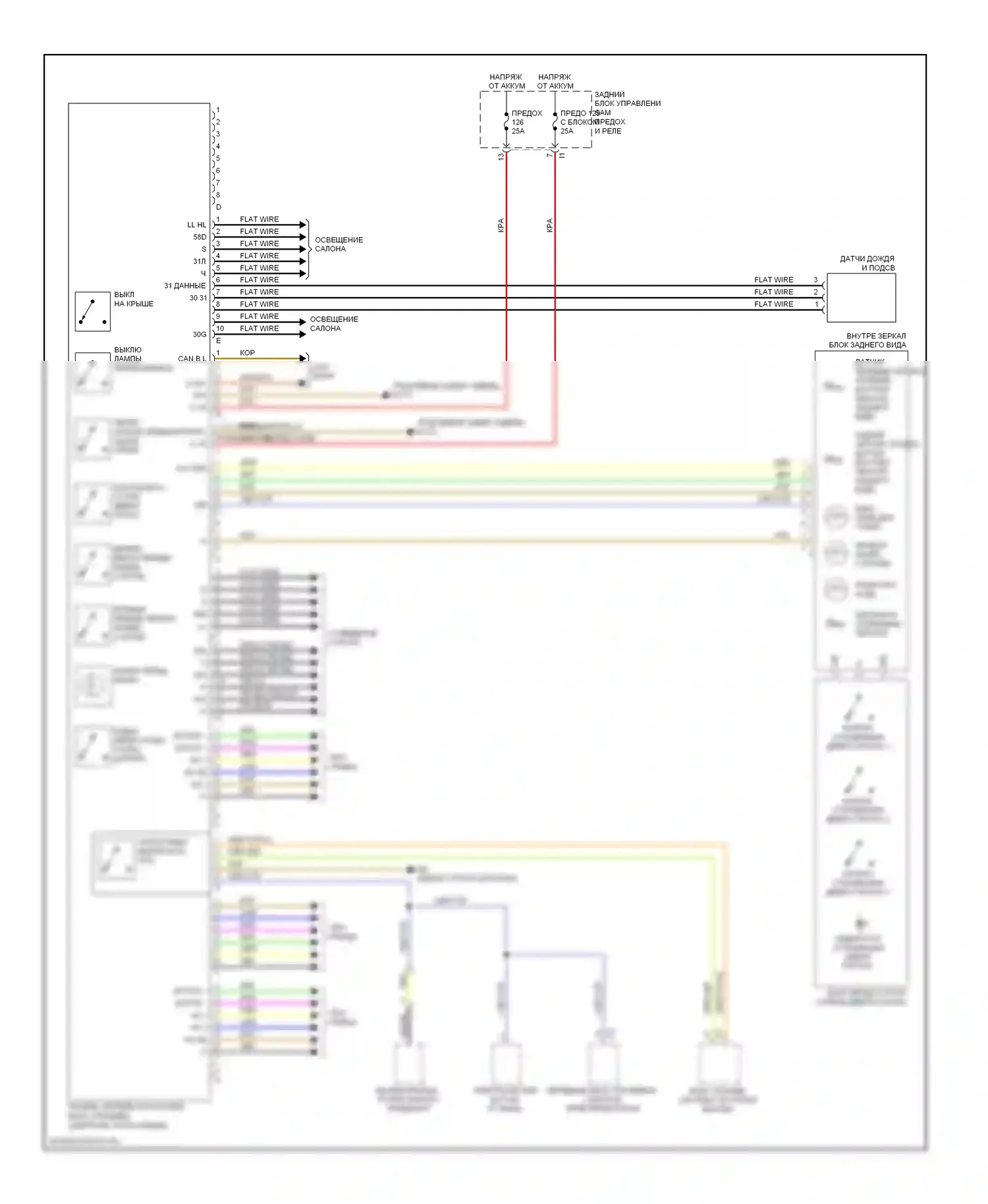S-класс AMG Mercedes-Benz W221 (2006-2009): Электросхема потолочного пульта 