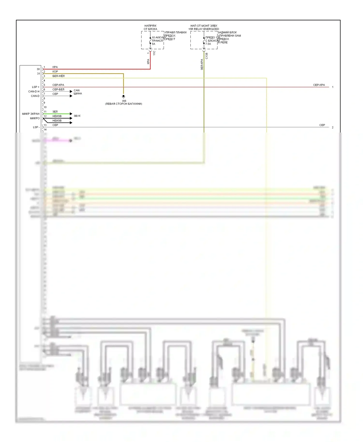 S-класс AMG Mercedes-Benz W221 (2006-2009): Электросхема экстренного вызова (1 из 2) 