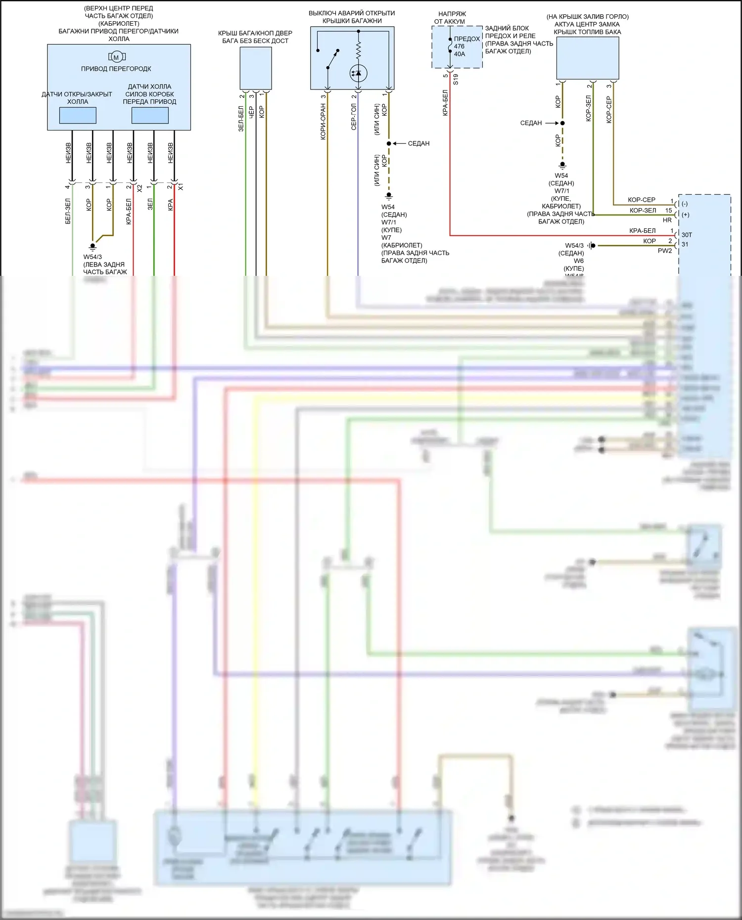 S-класс Mercedes-Benz W222/C217/A217 рестайлинг (2017-2020): Электропривод багажника электросхема (2 из 2) 