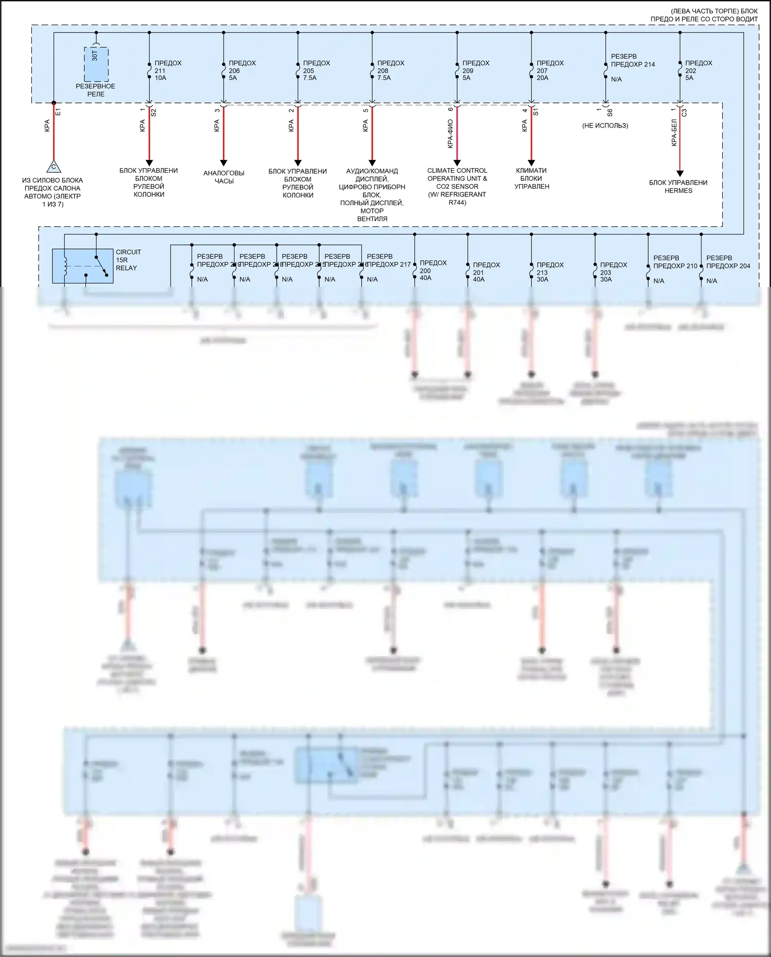 S-класс Mercedes-Benz W222/C217/A217 рестайлинг (2017-2020): Электросхема блока предохранителей реле (2 из 7) 
