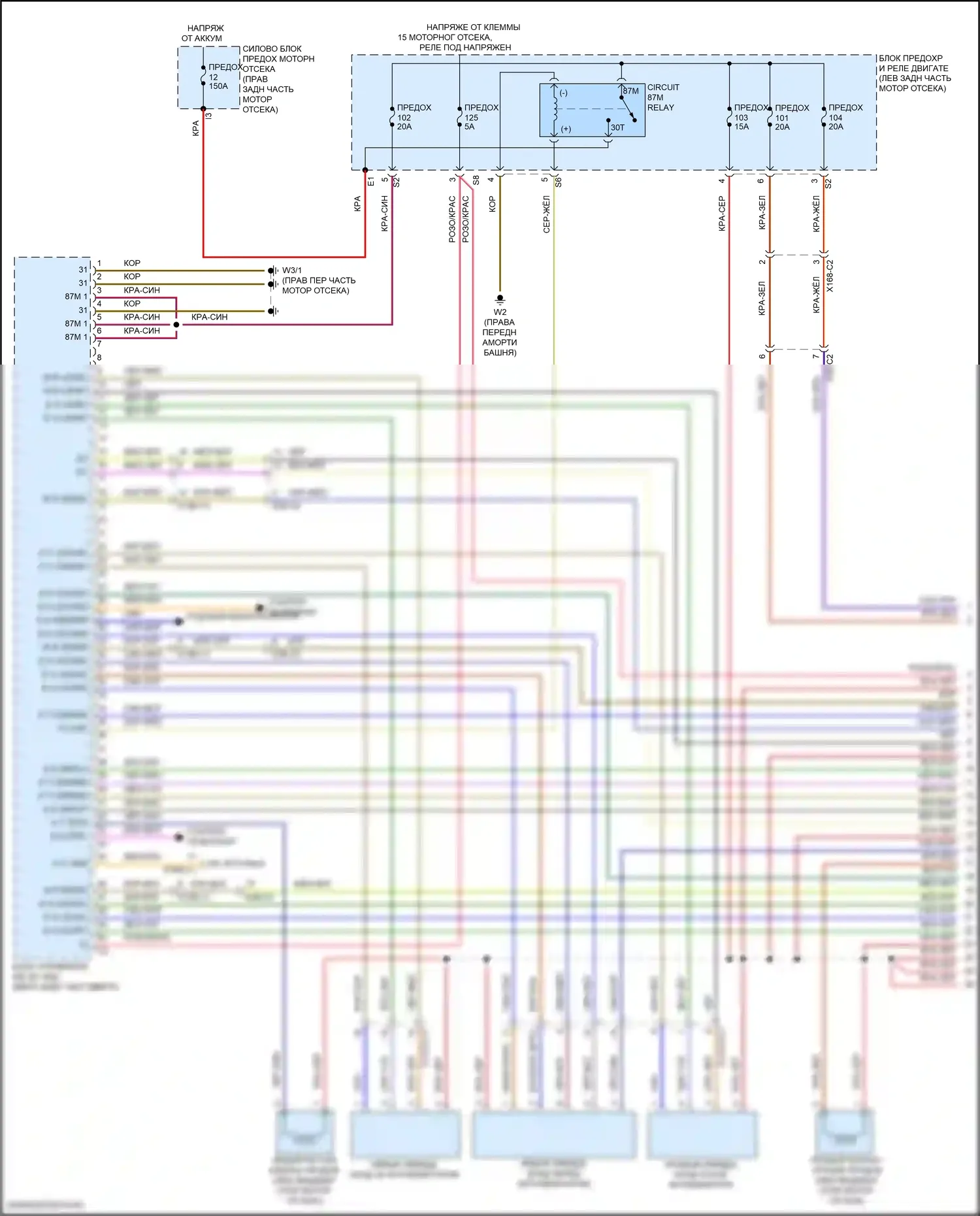 S-класс Mercedes-Benz W222/C217/A217 рестайлинг (2017-2020): Электросхема двигателя 4.0л турбо (1 из 9) 