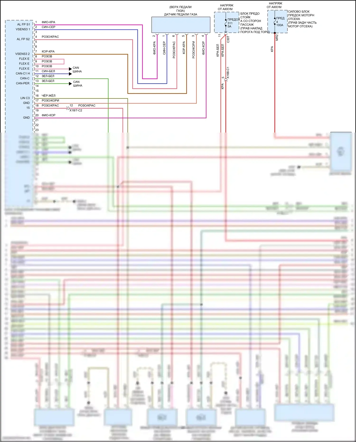 S-класс Mercedes-Benz W222/C217/A217 рестайлинг (2017-2020): Электросхема двигателя 4.0л турбо (2 из 9) 