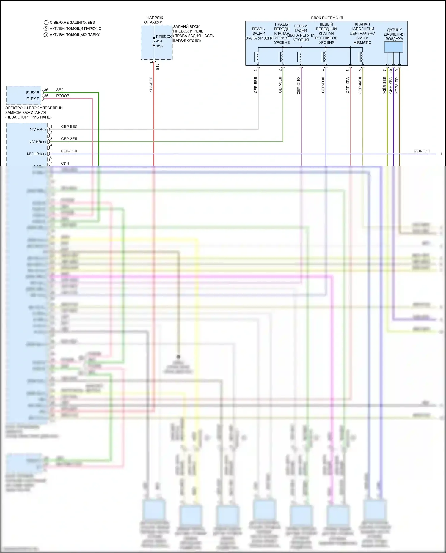 S-класс Mercedes-Benz W222/C217/A217 рестайлинг (2017-2020): Электросхема пневматического управления (1 из 2) 