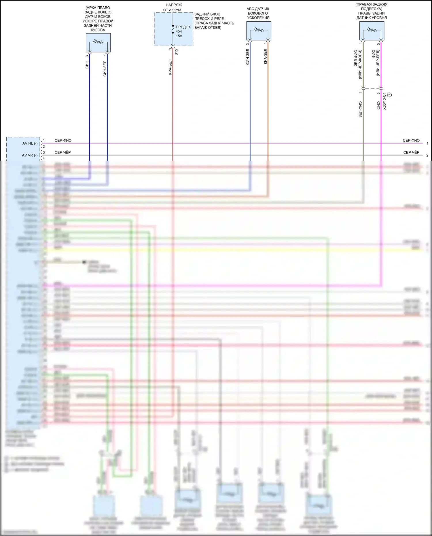 S-класс Mercedes-Benz W222/C217/A217 рестайлинг (2017-2020): Электросхема управления активным корпусом (1 из 3) 