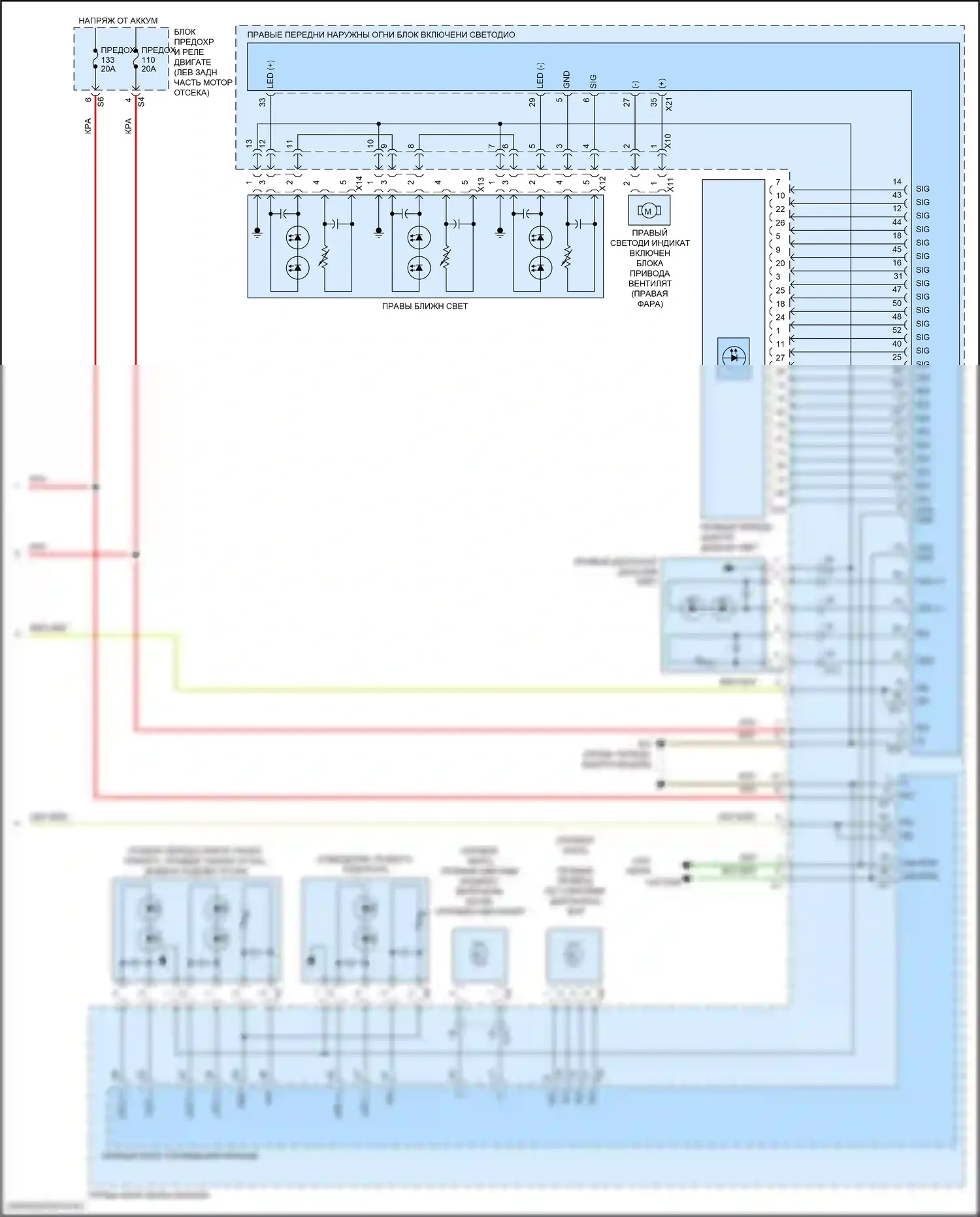 S-класс Mercedes-Benz W222/C217/A217 рестайлинг (2017-2020): Электросхема фар, с динамическими светодиодными фарами (3 из 3) 