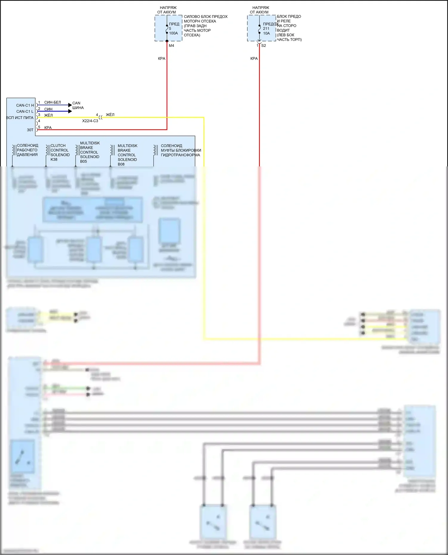 S-класс Mercedes-Benz W222/C217/A217 рестайлинг (2017-2020): Электросхема автоматической коробки передач 