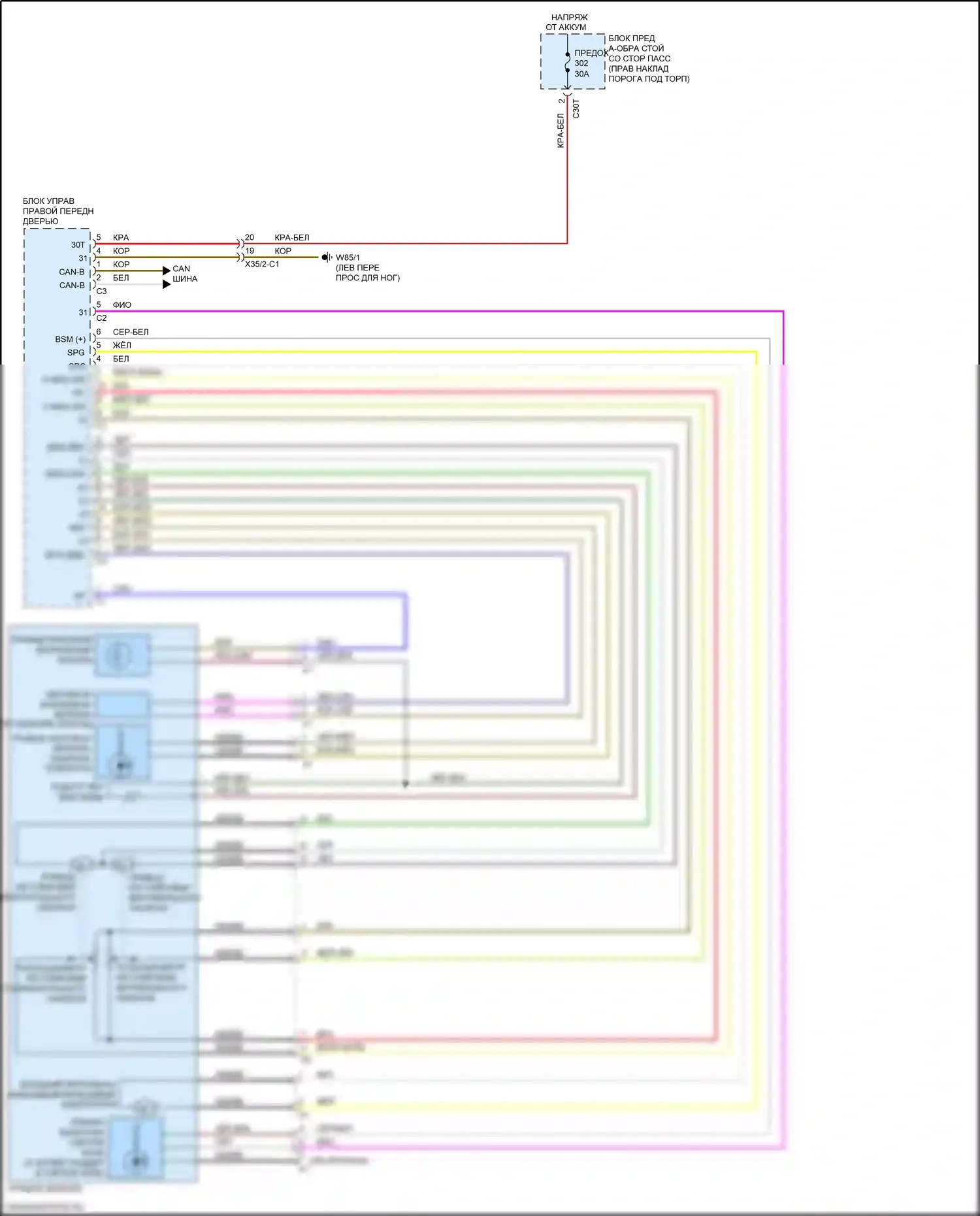 S-класс Mercedes-Benz W222/C217/A217 рестайлинг (2017-2020): Электросхема памяти зеркал (1 из 2) 