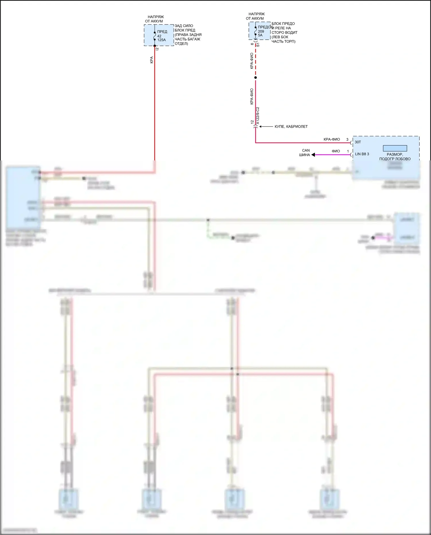 S-класс Mercedes-Benz W222/C217/A217 рестайлинг (2017-2020): Электросхема обогреваемого лобового стекла 