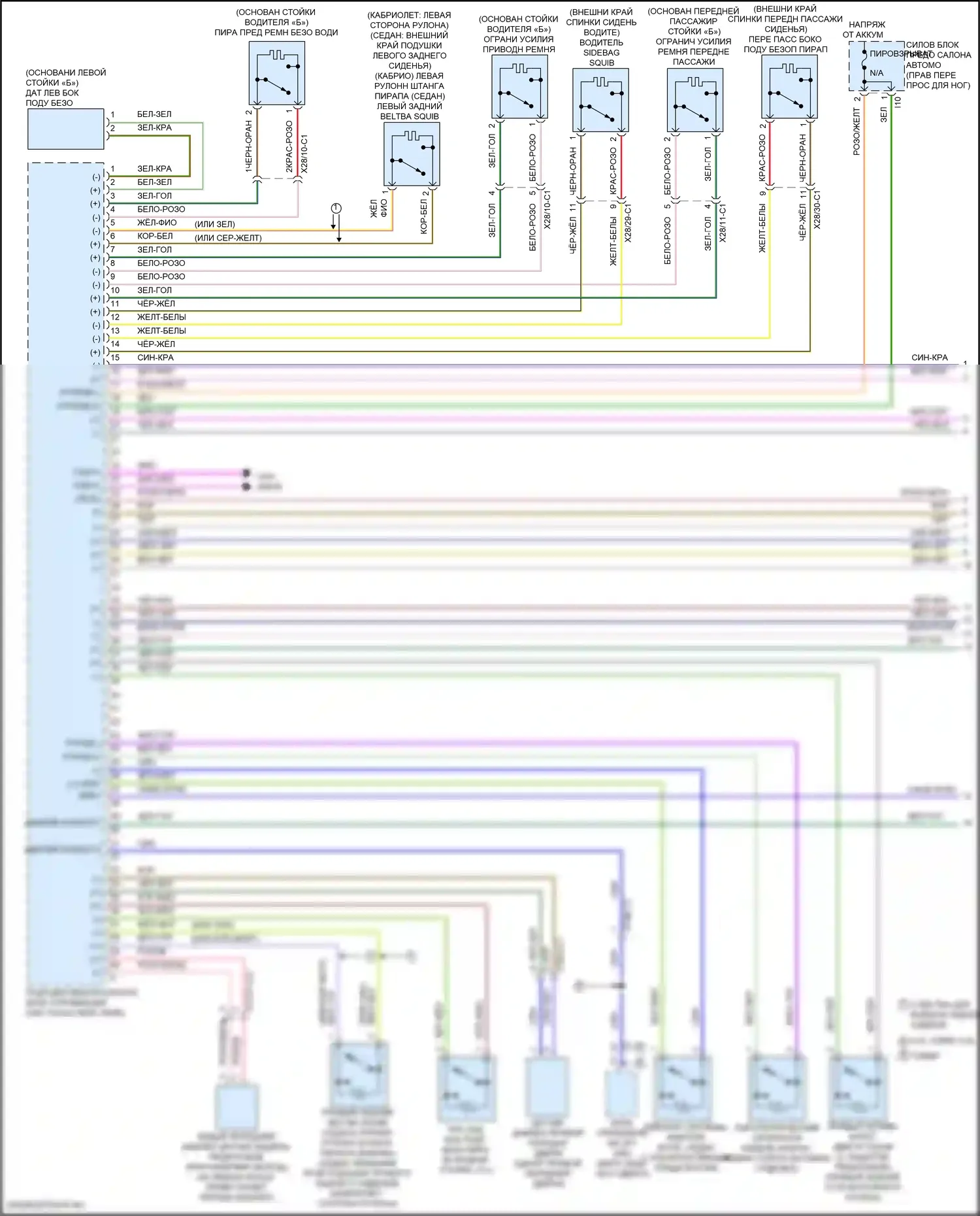 S-класс Mercedes-Benz W222/C217/A217 рестайлинг (2017-2020): Электросхема подушек безопасности (1 из 5) 