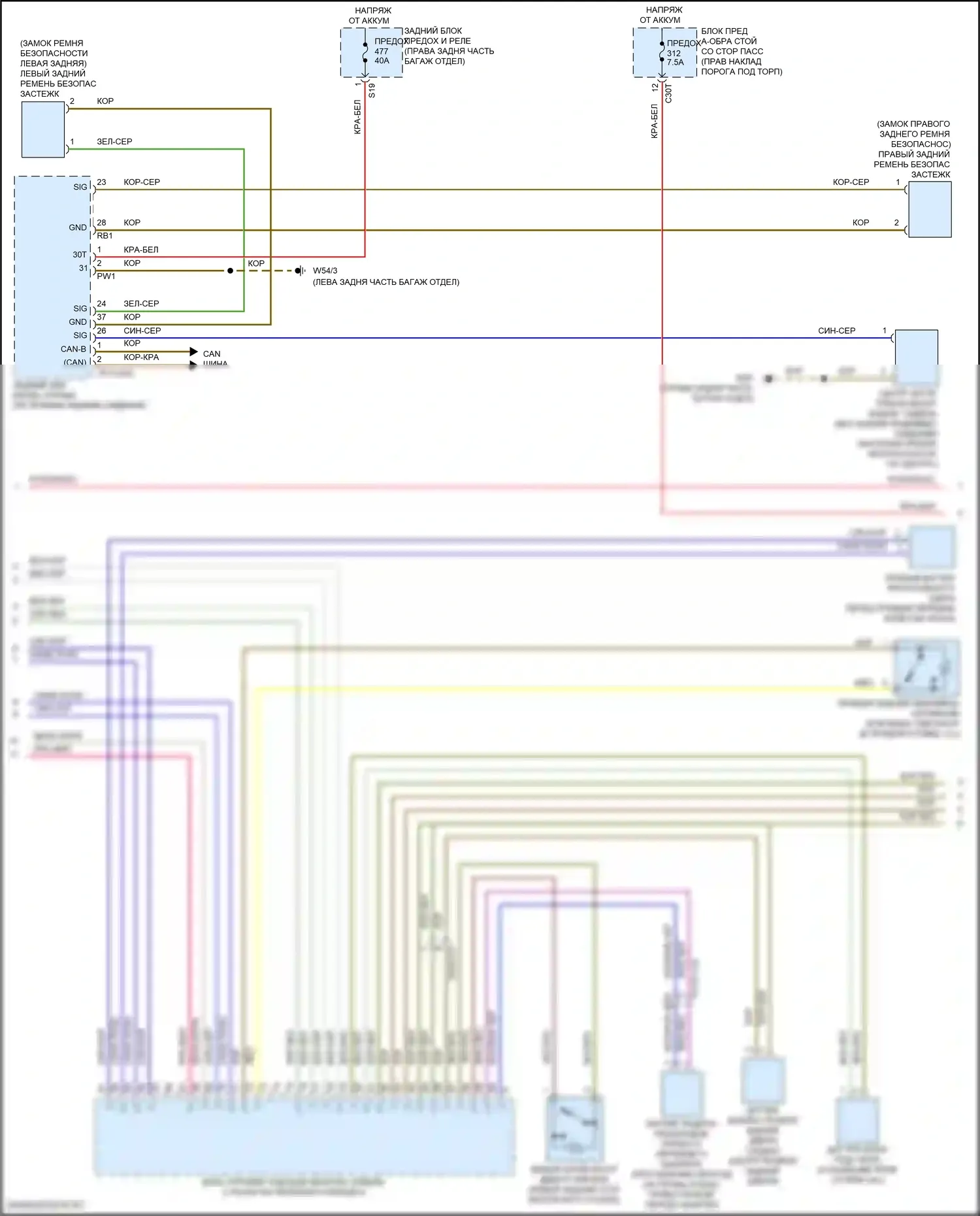 S-класс Mercedes-Benz W222/C217/A217 рестайлинг (2017-2020): Электросхема подушек безопасности (4 из 5) 