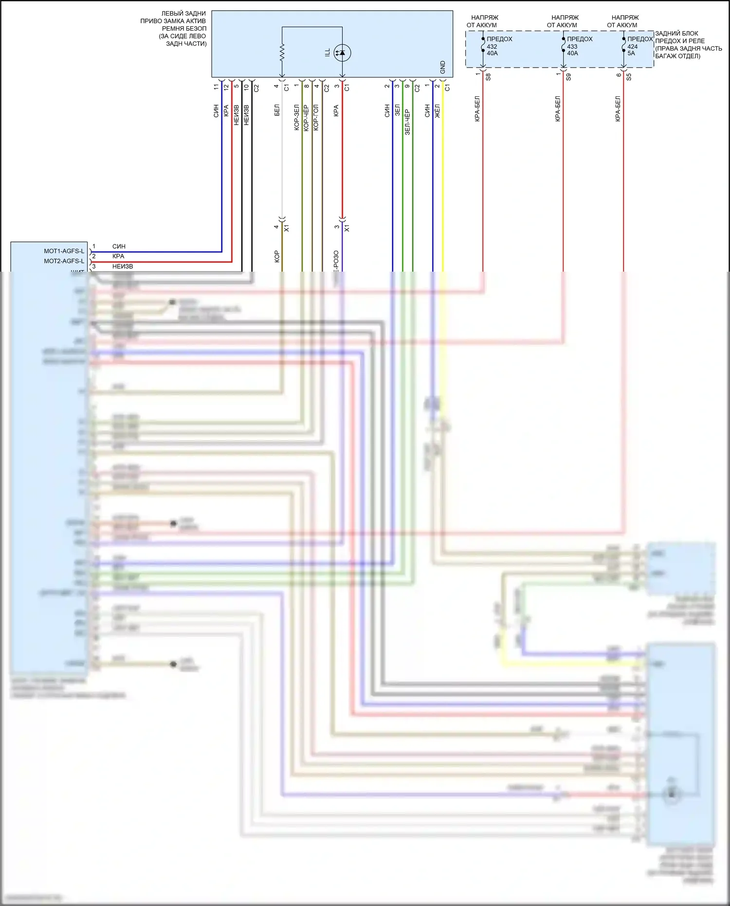 S-класс Mercedes-Benz W222/C217/A217 рестайлинг (2017-2020): Электросхема замка активного ремня 