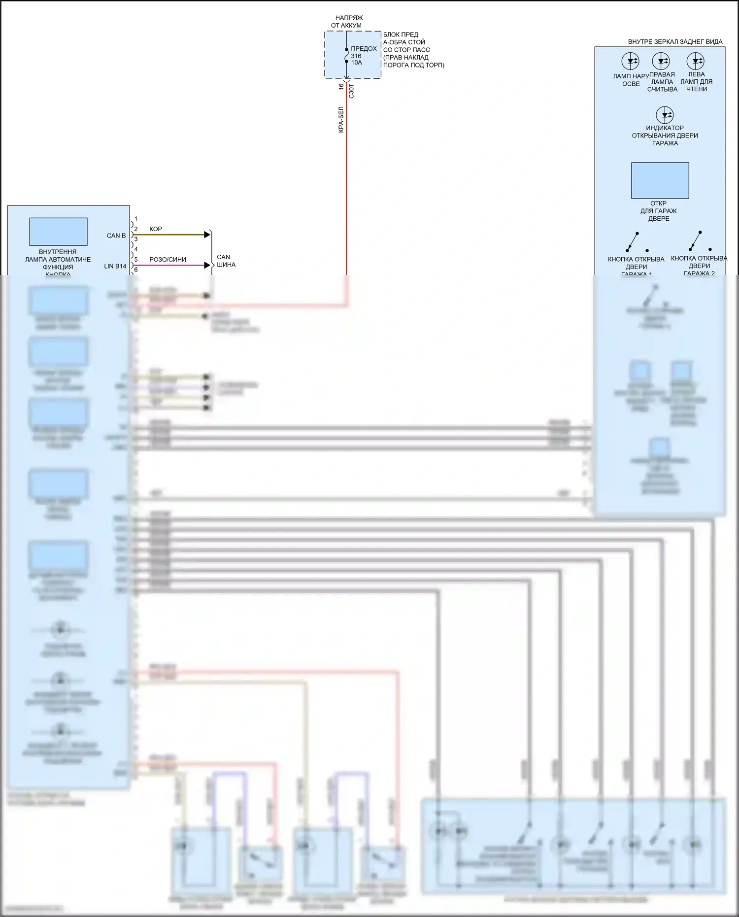 S-класс Mercedes-Benz W222/C217/A217 рестайлинг (2017-2020): Электросхема потолочного пульта, кабриолет 
