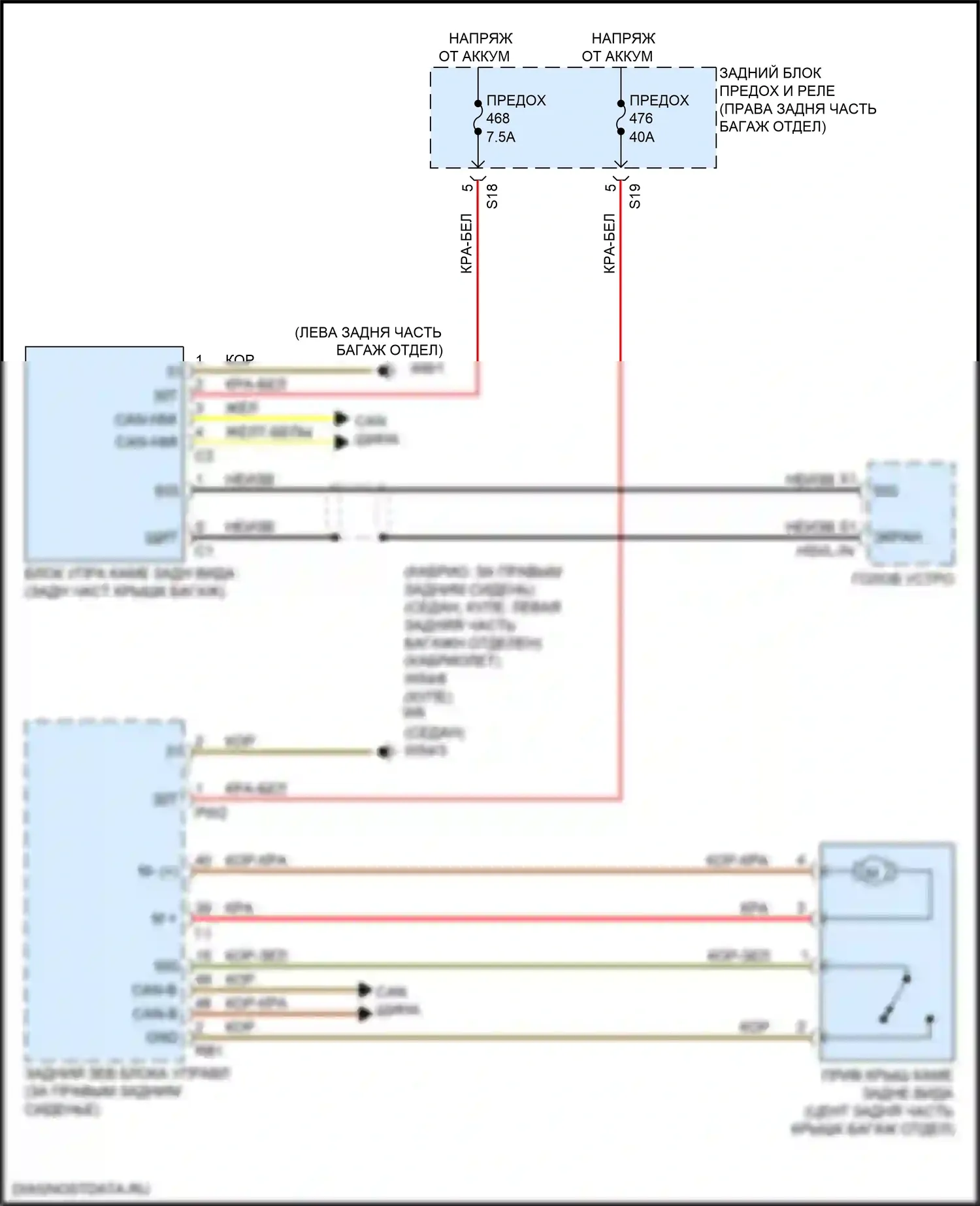 S-класс Mercedes-Benz W222/C217/A217 рестайлинг (2017-2020): Электросхема задней камеры 